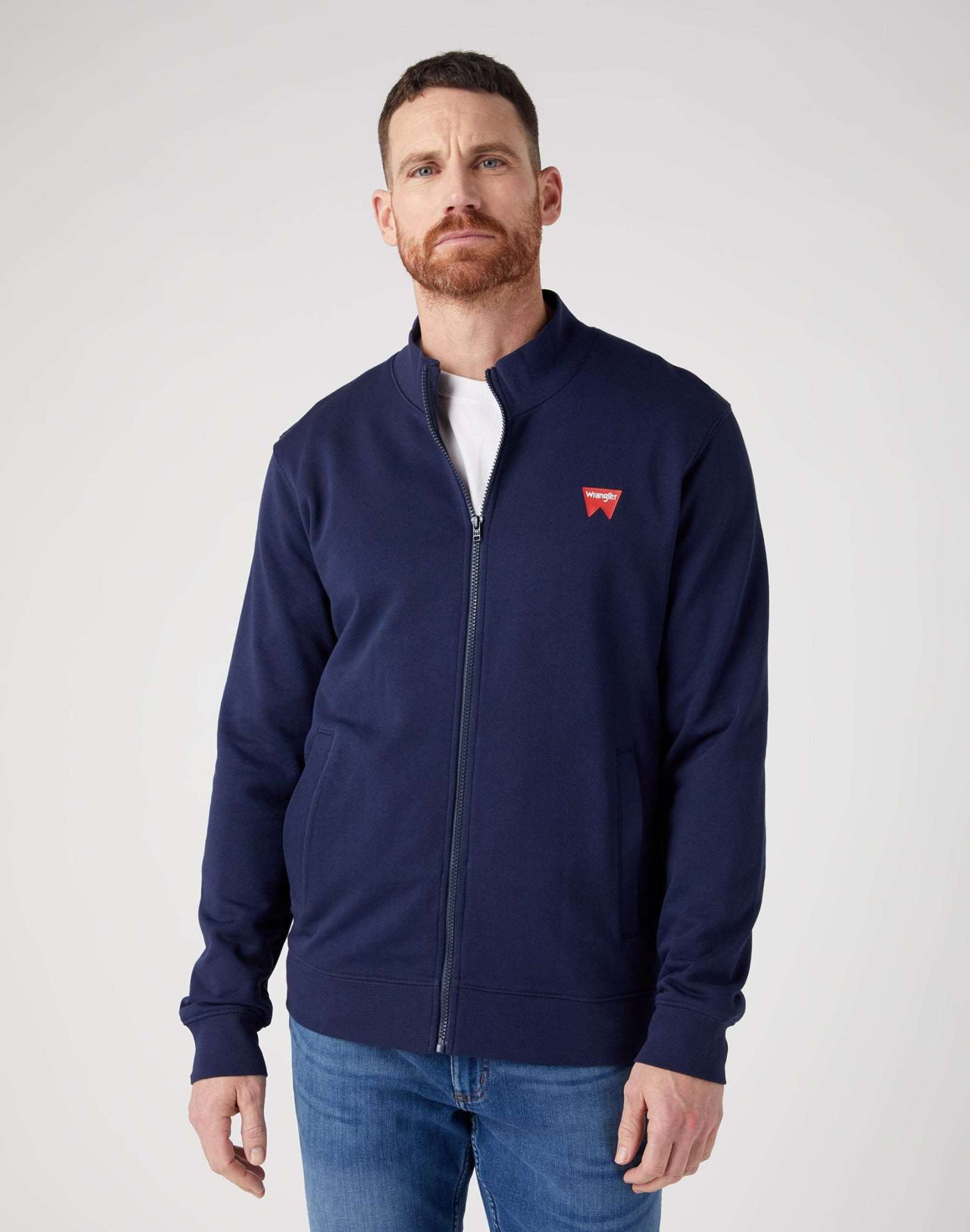 Funnel Neck Zip in Real Navy Vestes de sweat Wrangler   