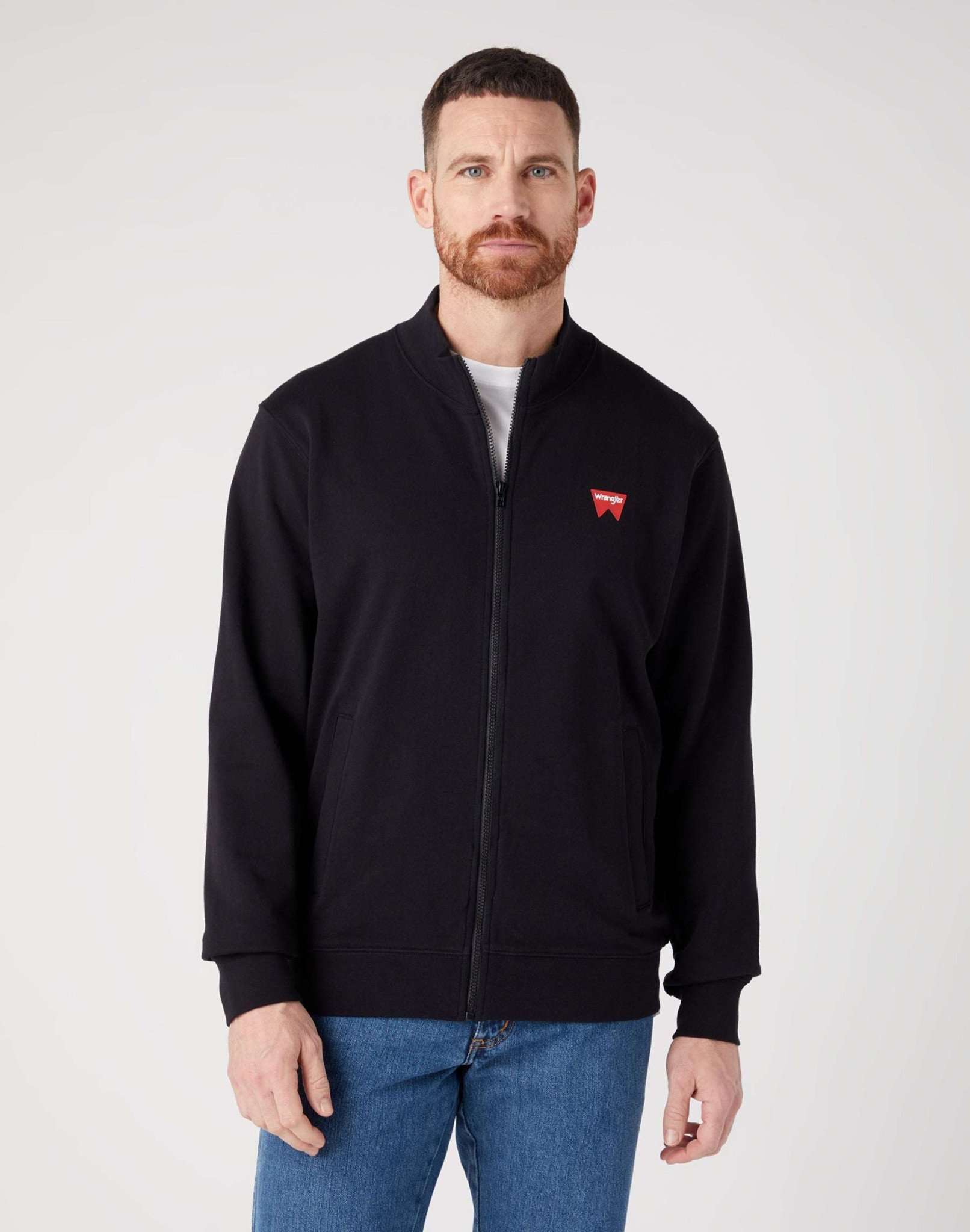 Funnel Neck Zip in Real Black Sweat Vestes Wrangler   