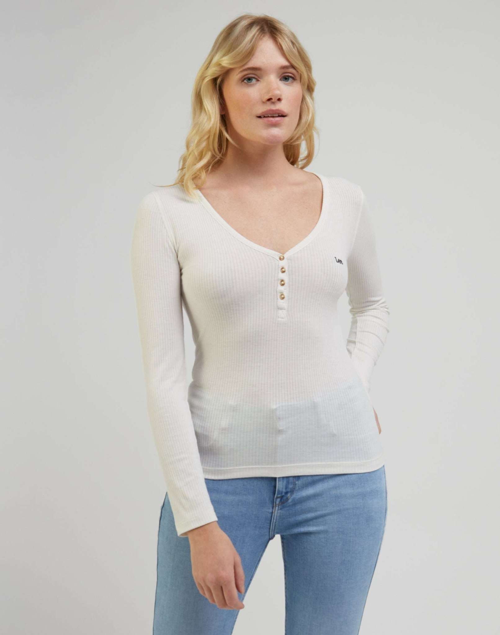 Ls Henley en écru T-shirts Lee   