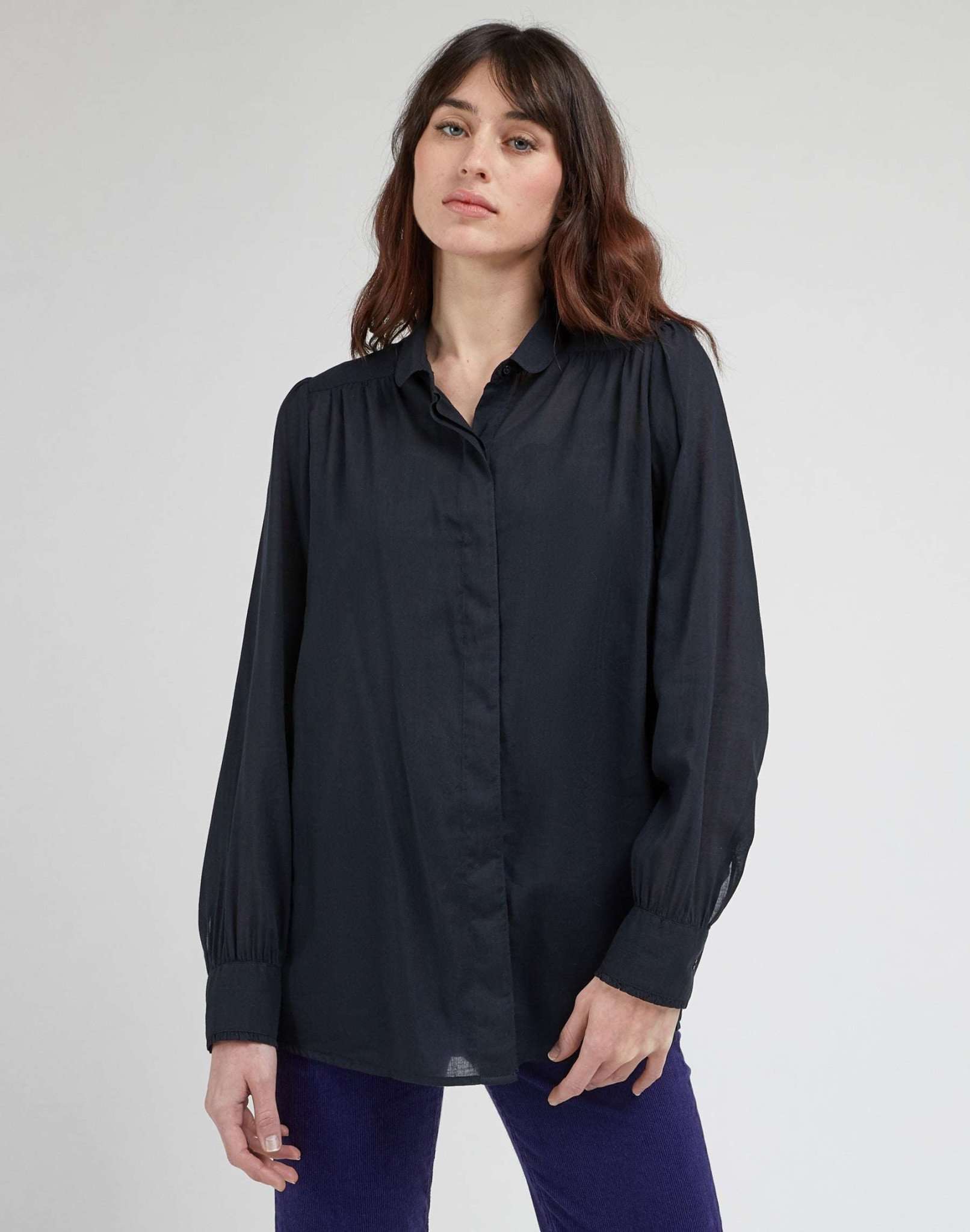 Shirred Blouse in Unionall Blk Chemises Lee   