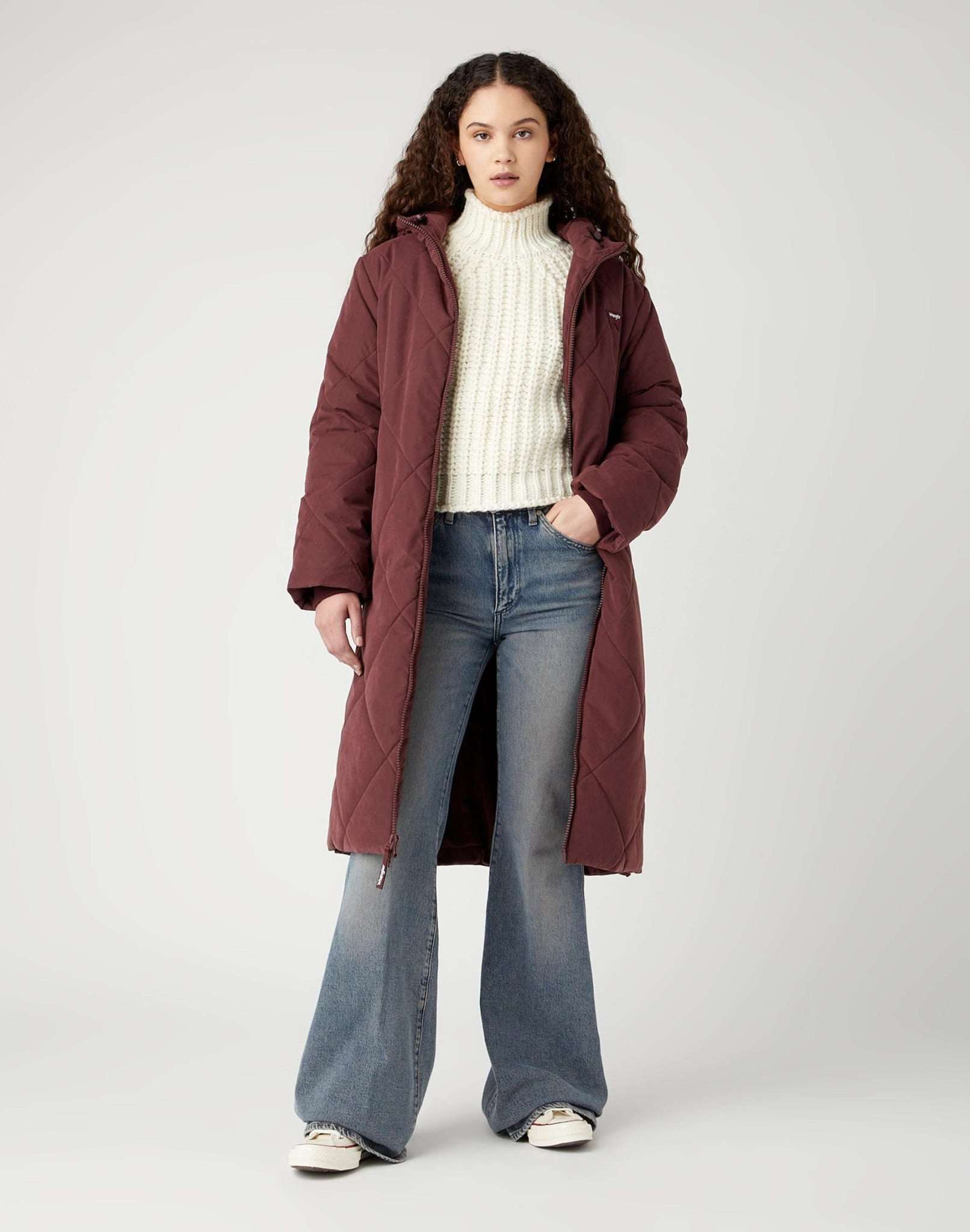 Long Quilted Jacket in Dahlia Vestes Wrangler   