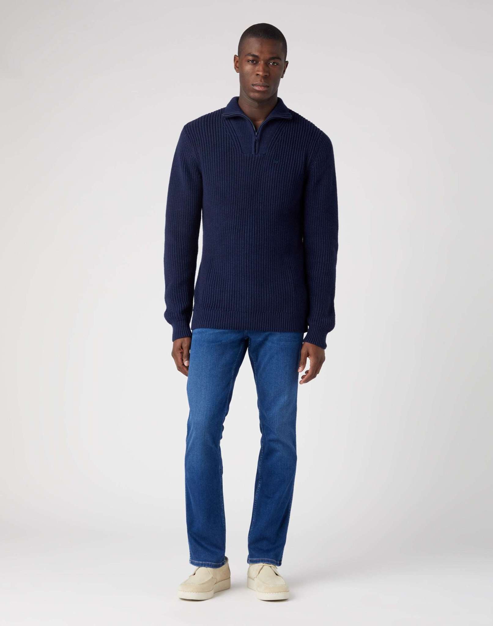 Half Zip Knit in Navy Pullover Wrangler   