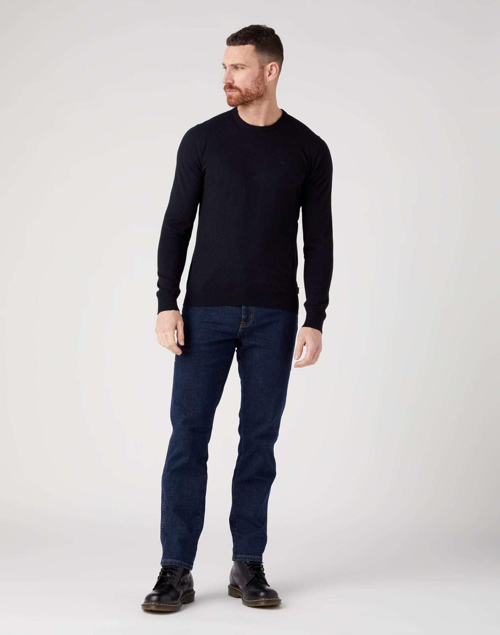 Crewneck Knit in Real Black Pullover Wrangler   