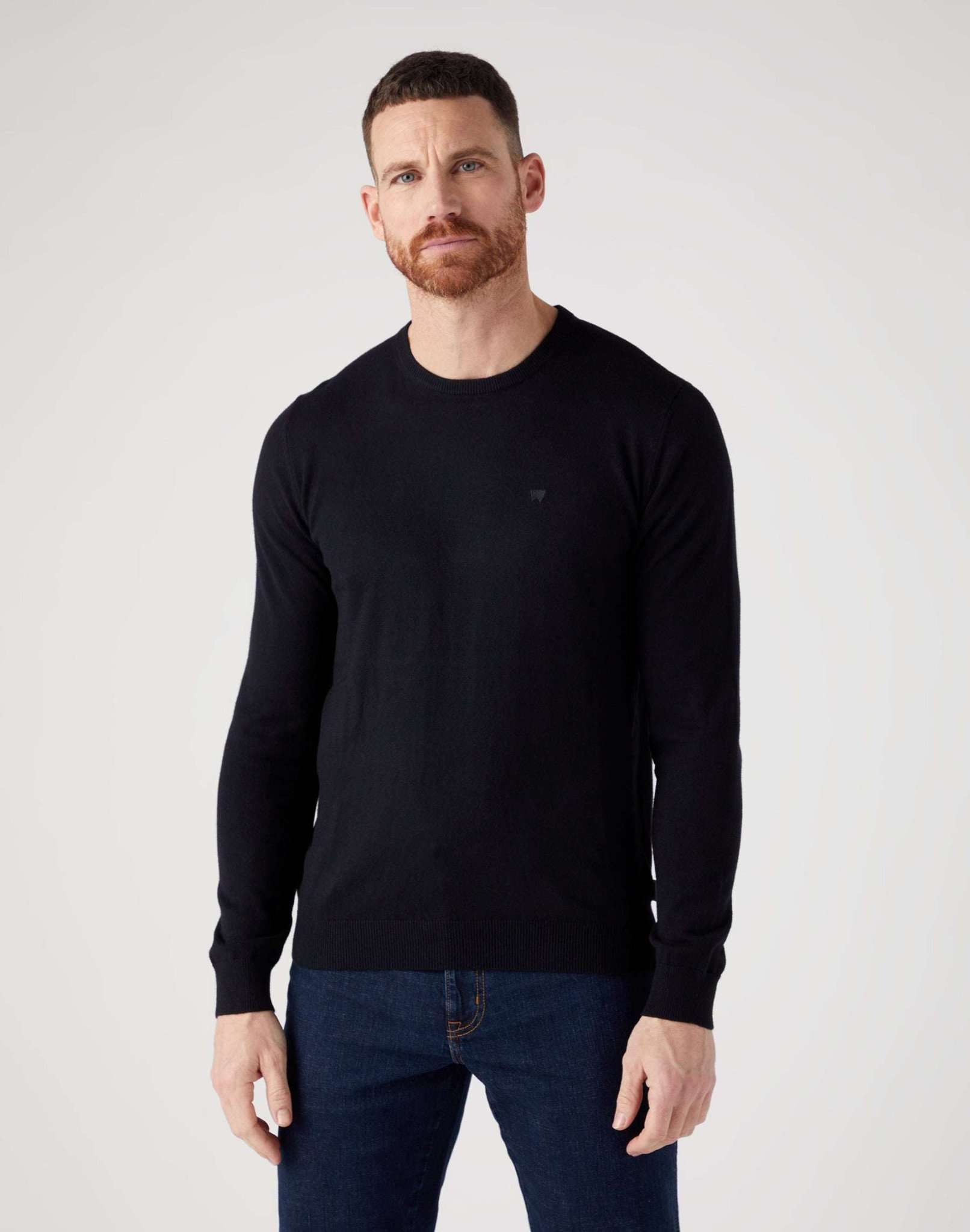 Crewneck Knit in Real Black Pullover Wrangler   