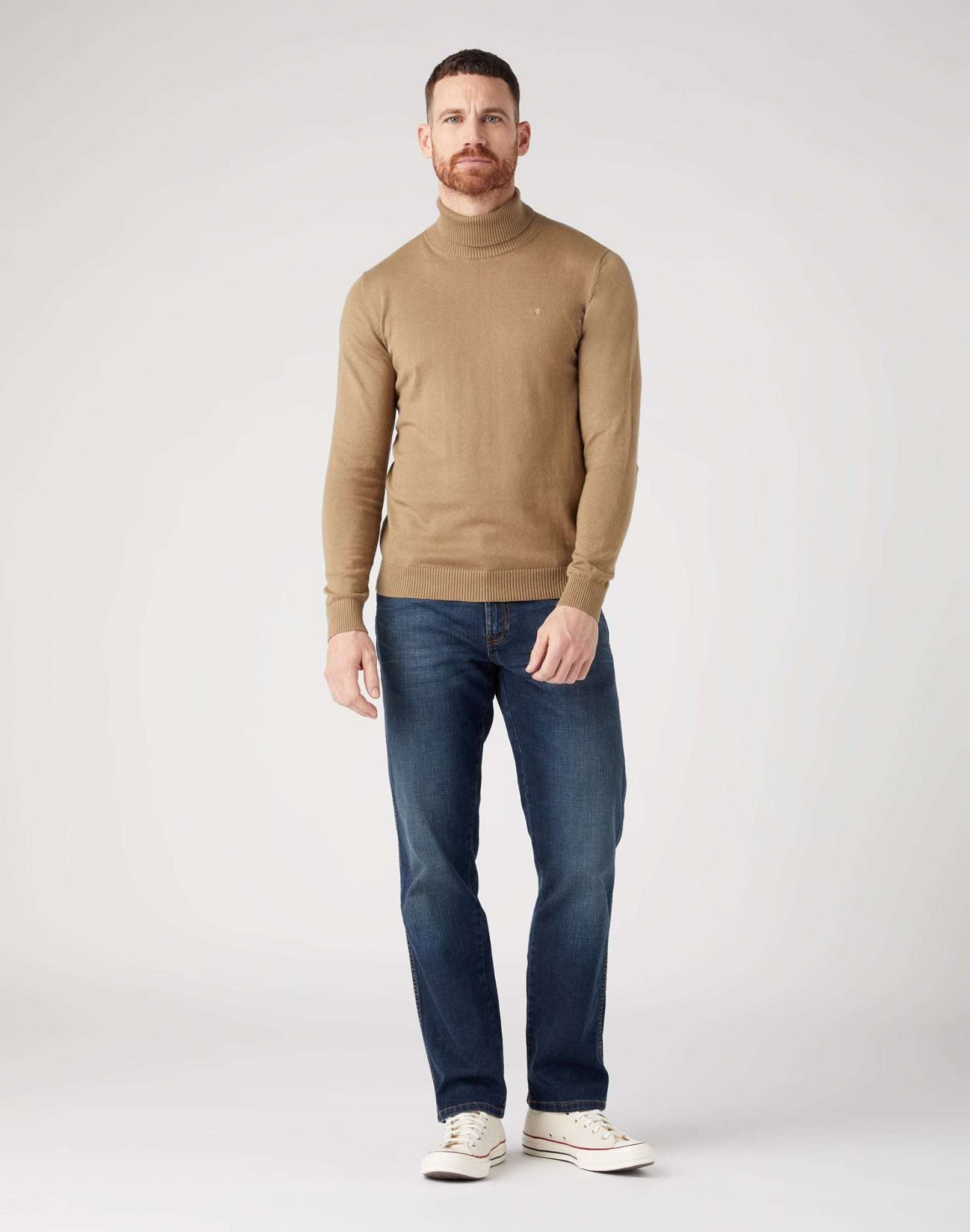 Roll Neck Knit in Lead Grey Pull Wrangler   