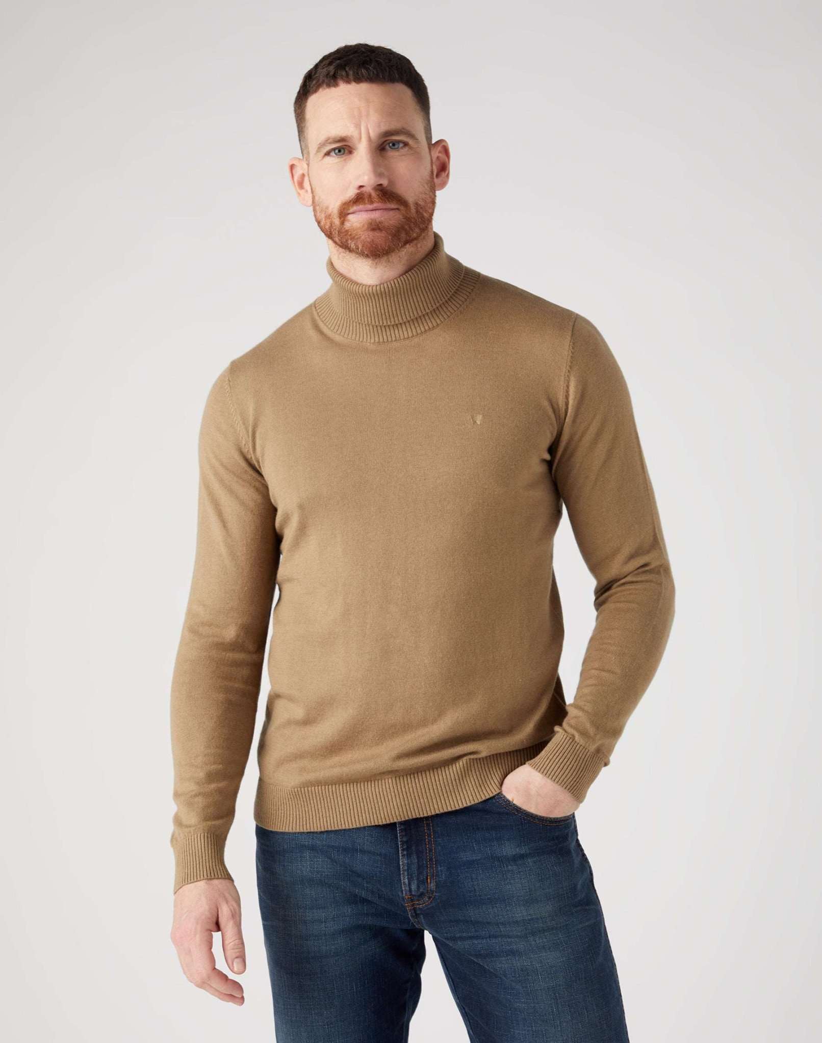 Roll Neck Knit in Lead Grey Pull Wrangler   