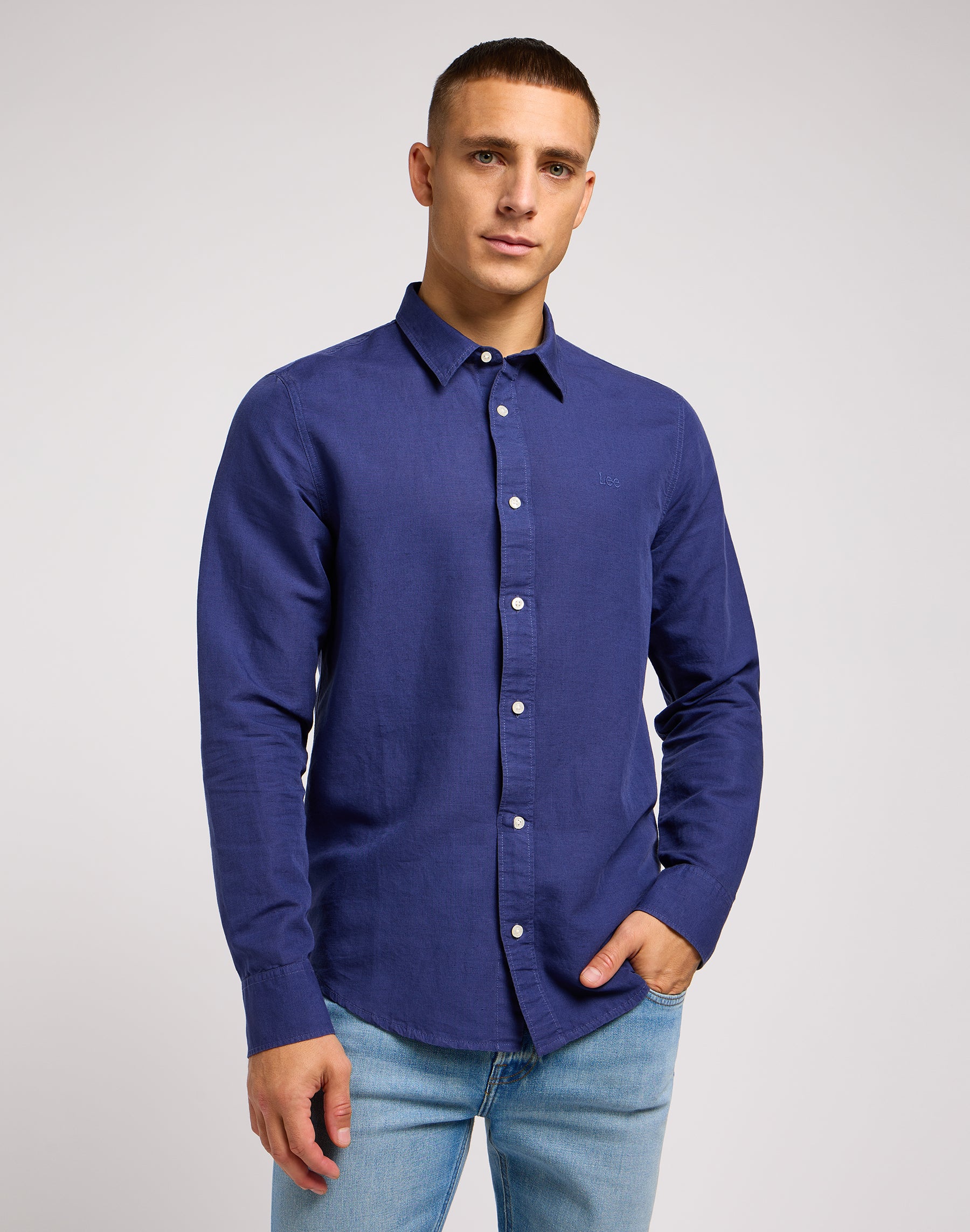 Patch Shirt in Medieval Blue Chemises Lee   