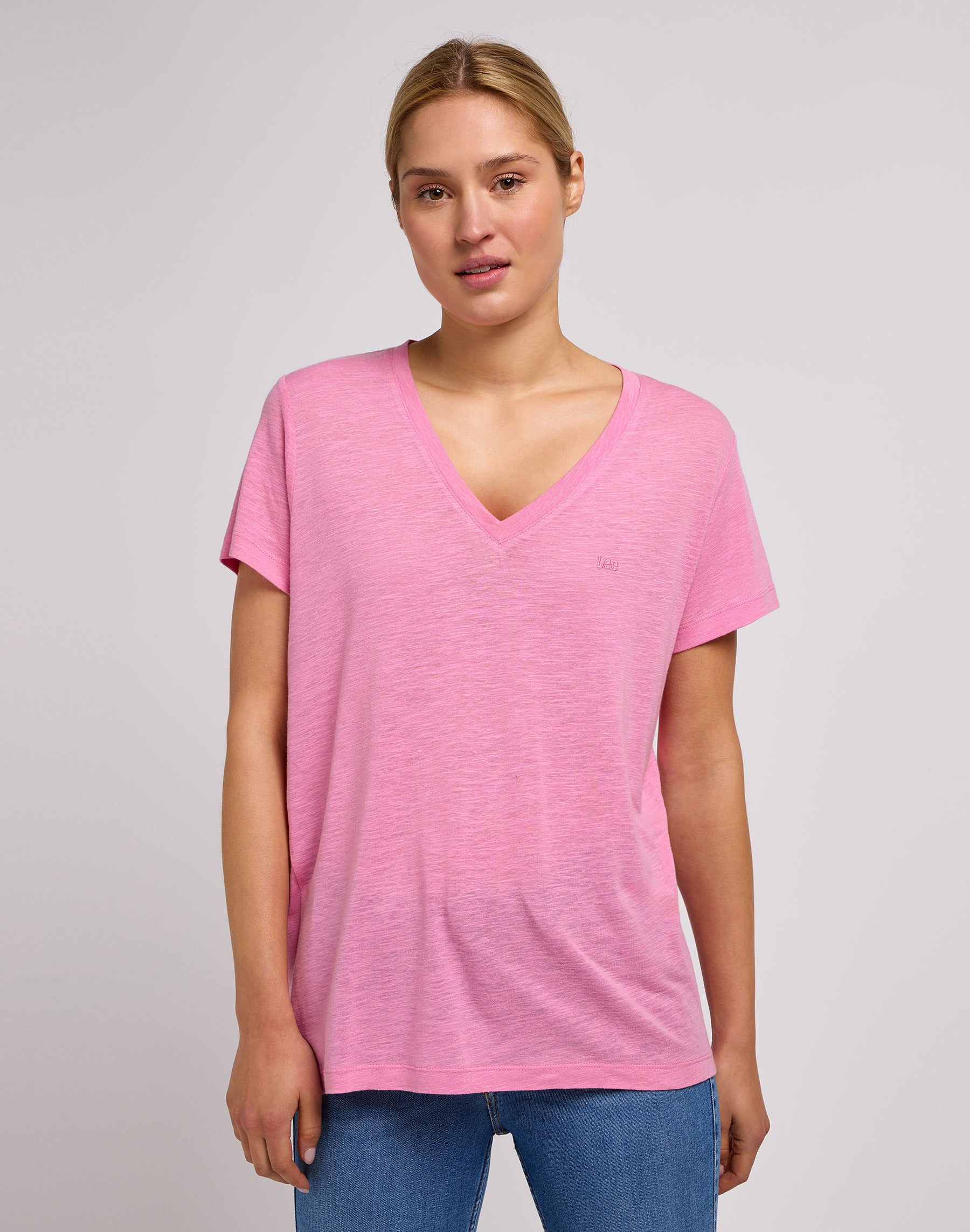 Tee-shirt col V en Sugar Lilac T-shirts Lee   