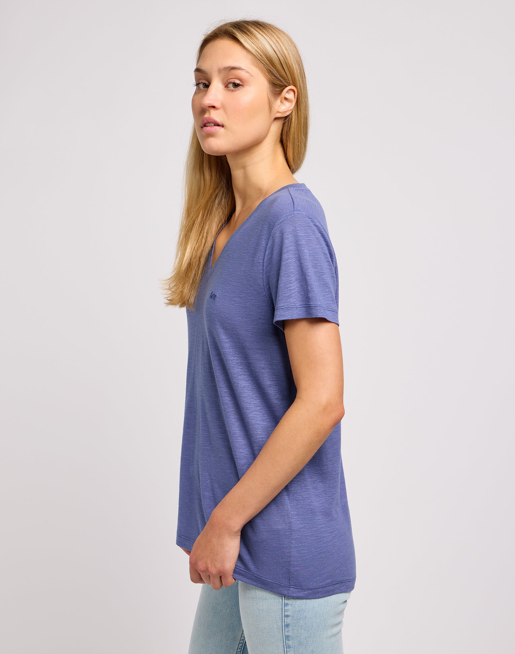 Tee-shirt col V en Surf Blue T-shirts Lee   