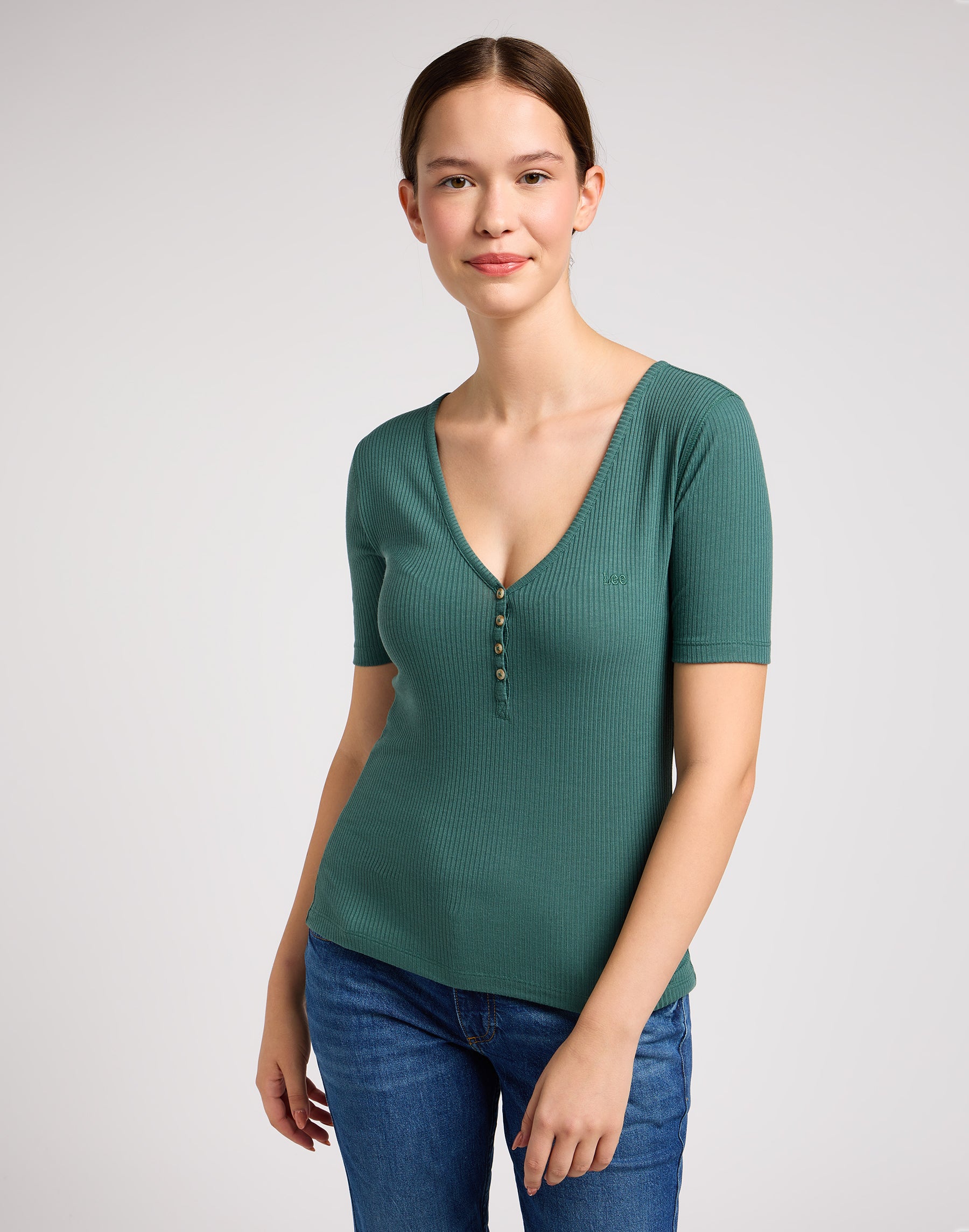 Manches courtes Henley dans Evergreen T-shirts Lee   