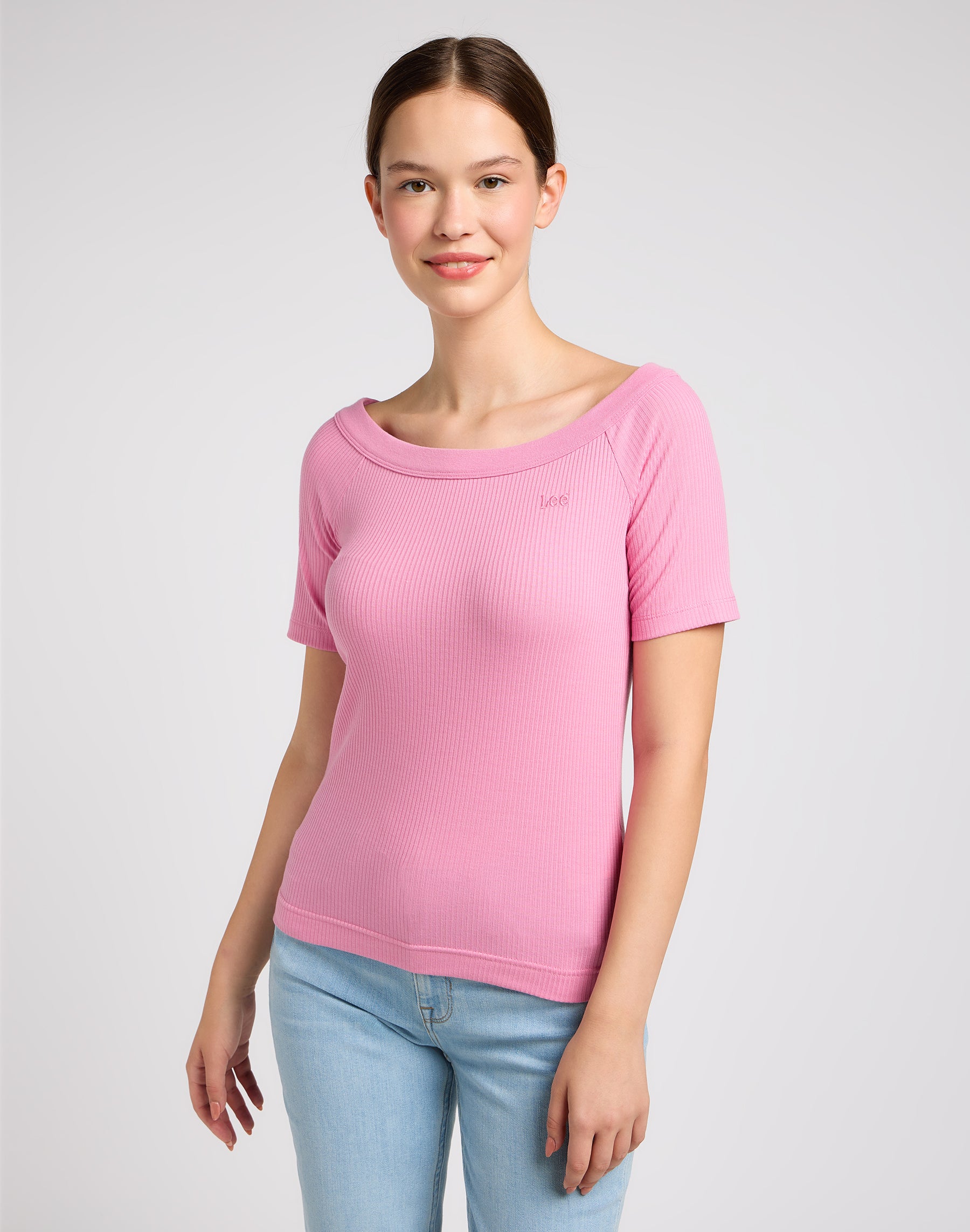 Off The Shoulder Rib in Sugar Lilac T-shirts Lee   