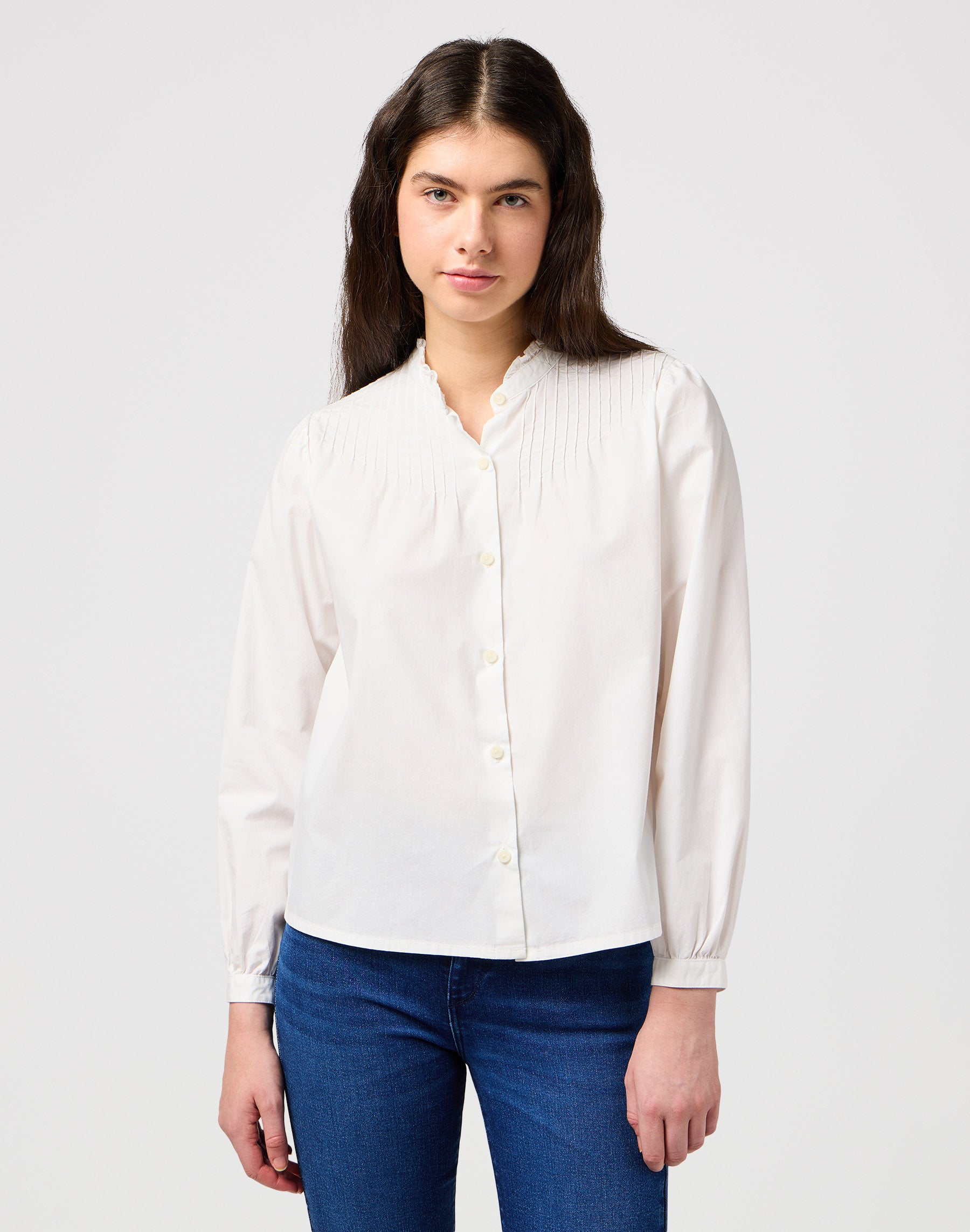 Pintuck Blouse in White Chemises Wrangler   