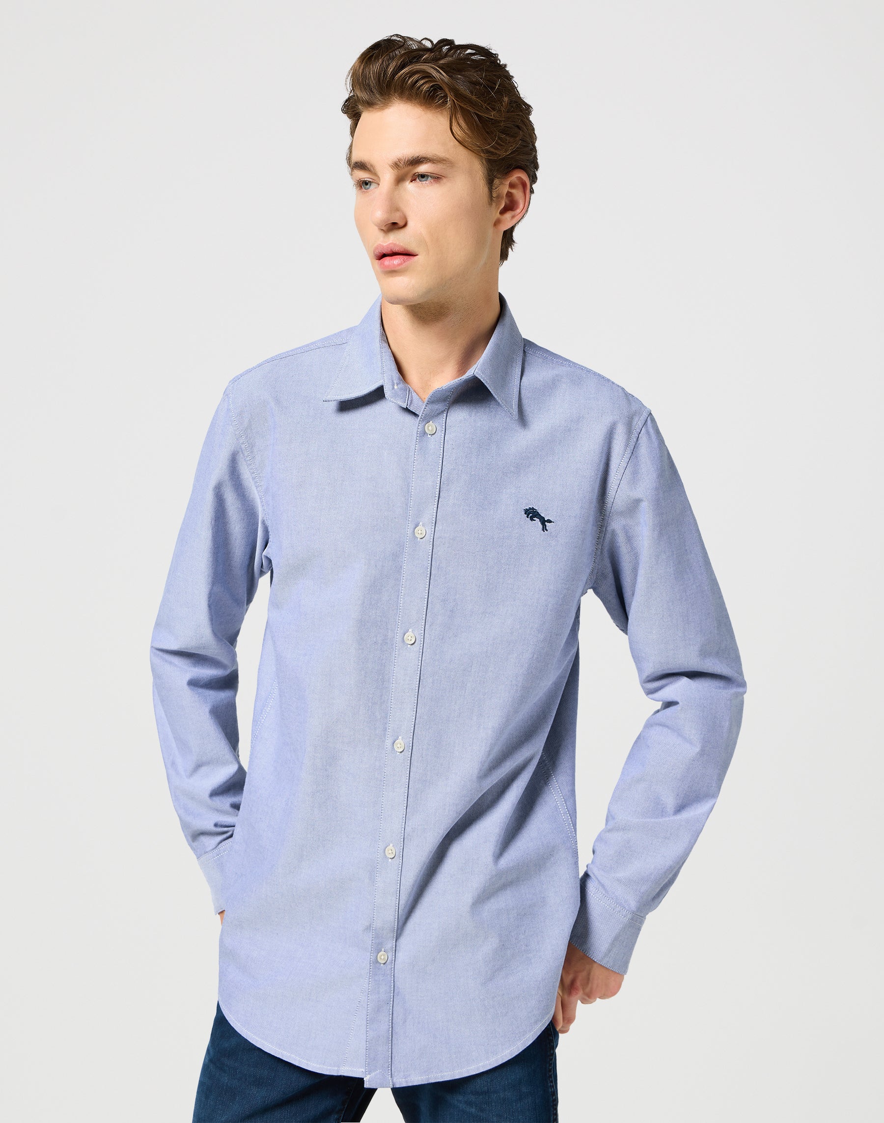 LS Shirt in Oxford Blue Chemises Wrangler