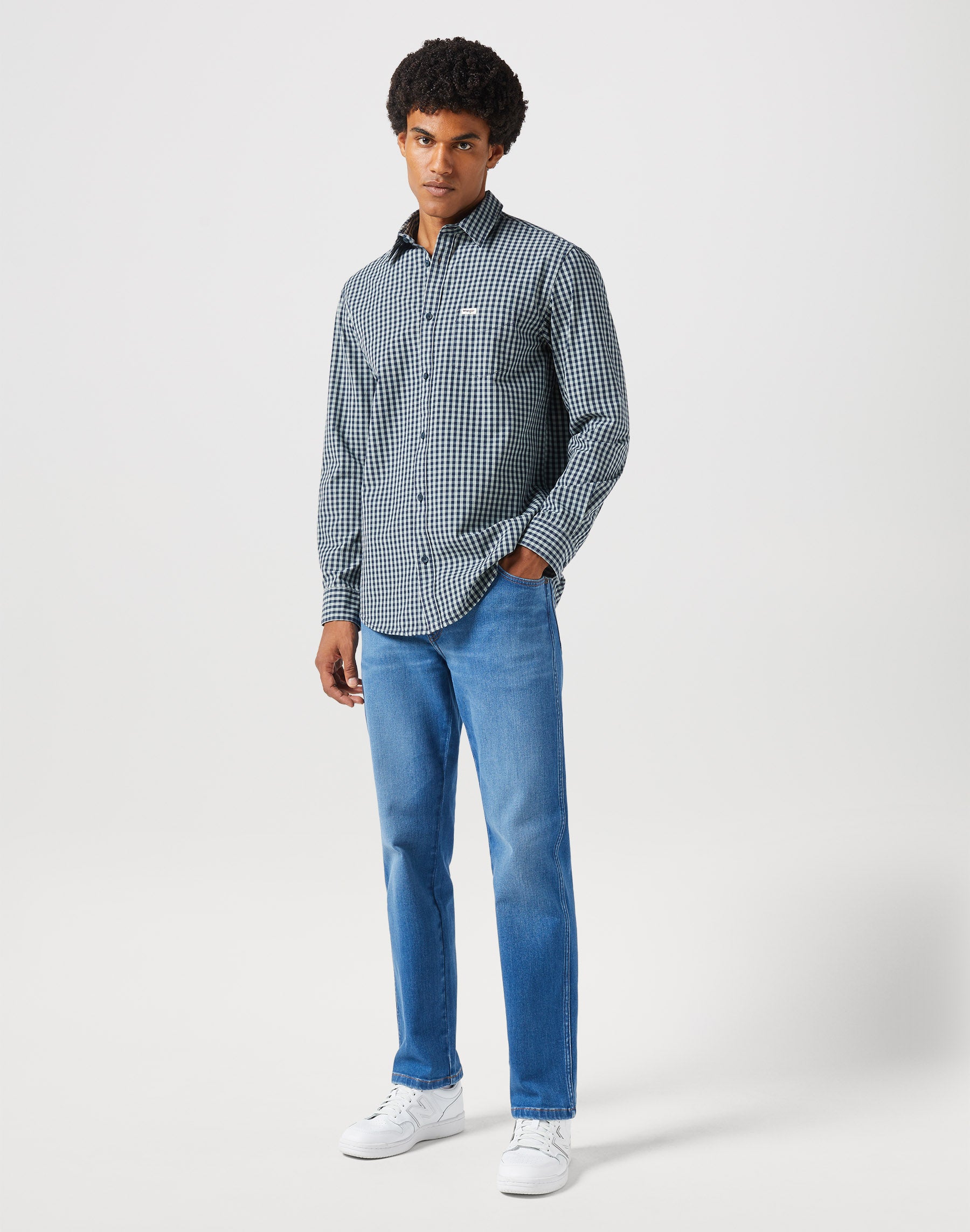 Chemise à manches longues One Pocket en noir Iris vichy Chemises Wrangler   