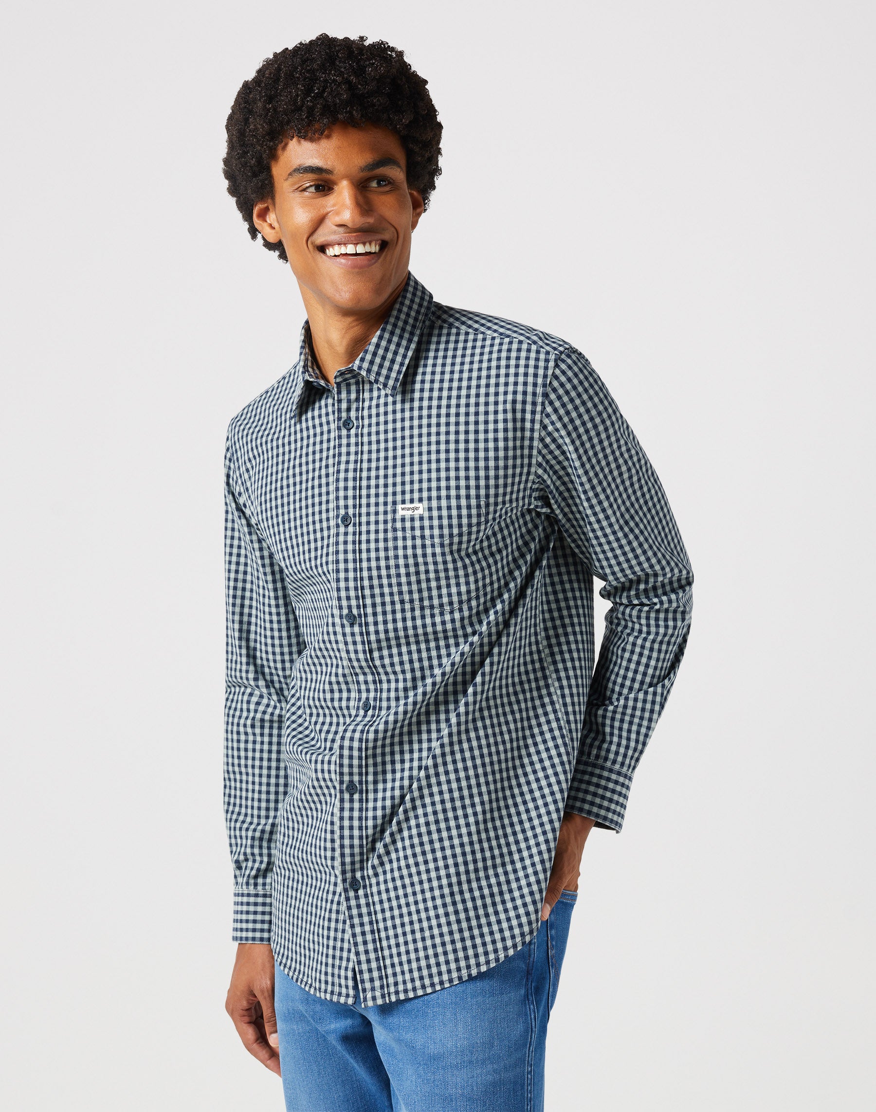 Chemise à manches longues One Pocket en noir Iris vichy Chemises Wrangler   