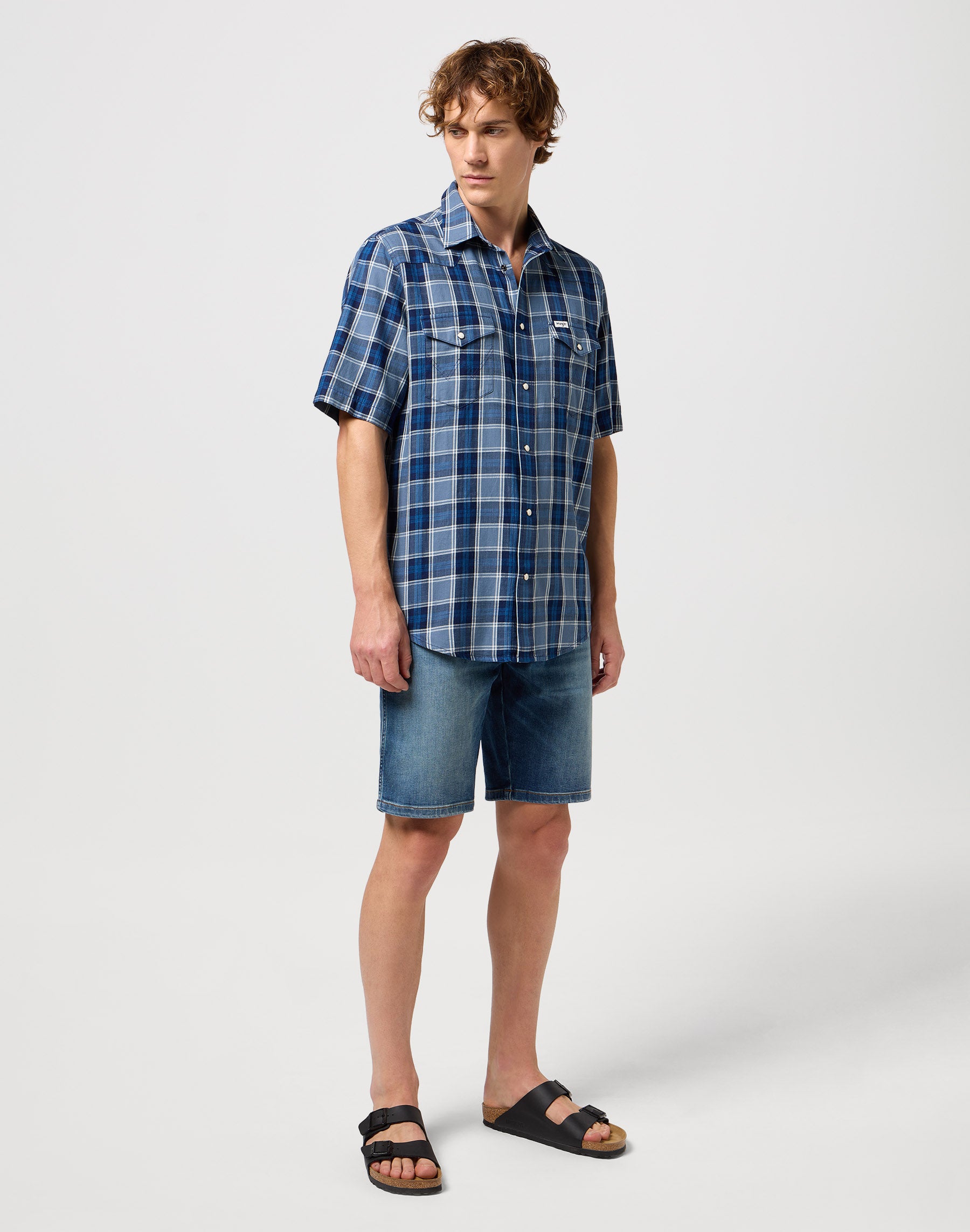 Western Chemise in Light Blue Indigo Chemises Wrangler   