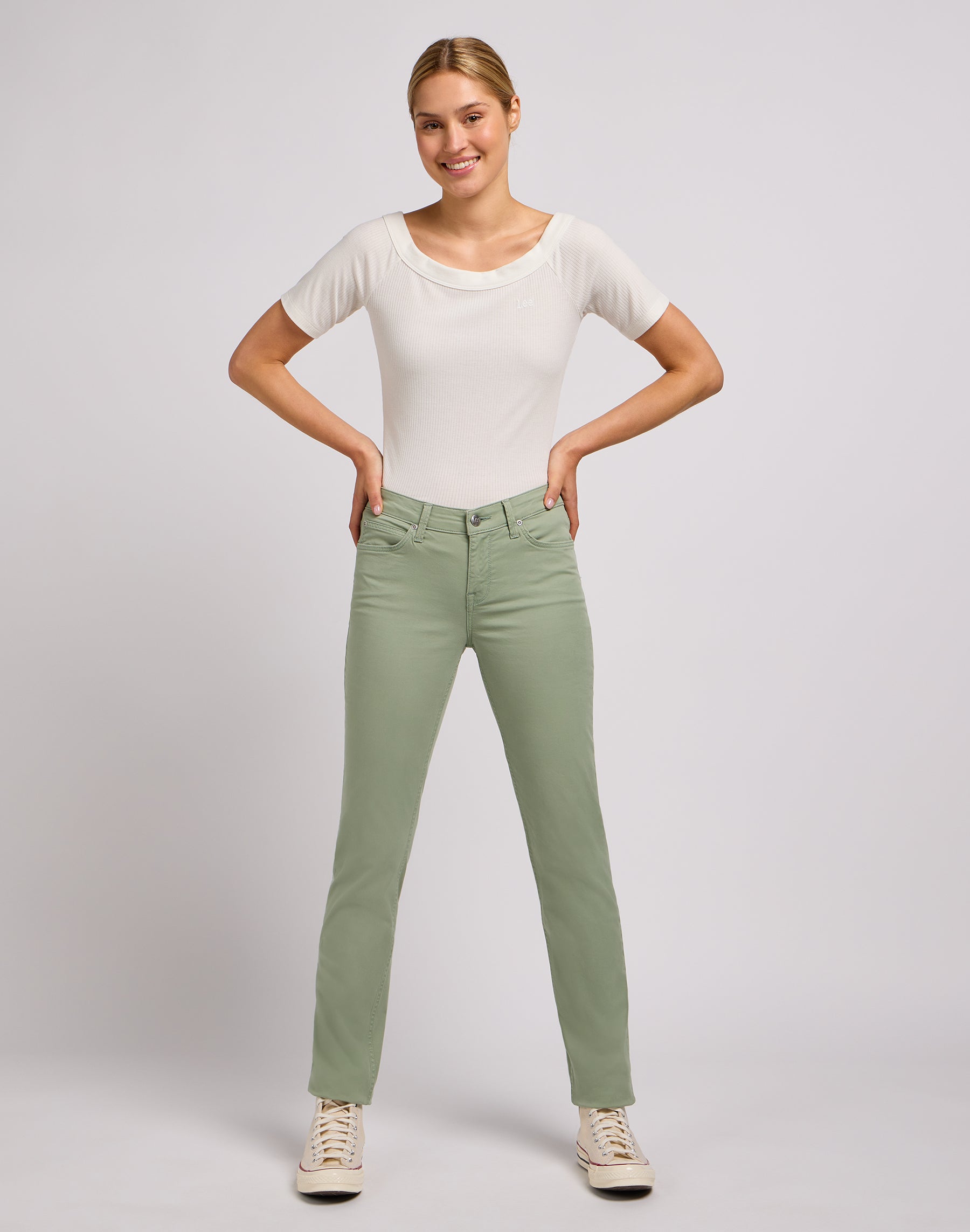 Pantalon Marion Straight in Intuition Grey Lee   