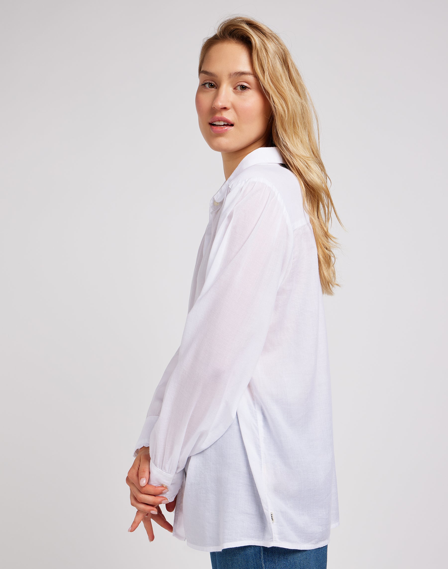 Shirred Blouse in Bright White Chemises Lee   