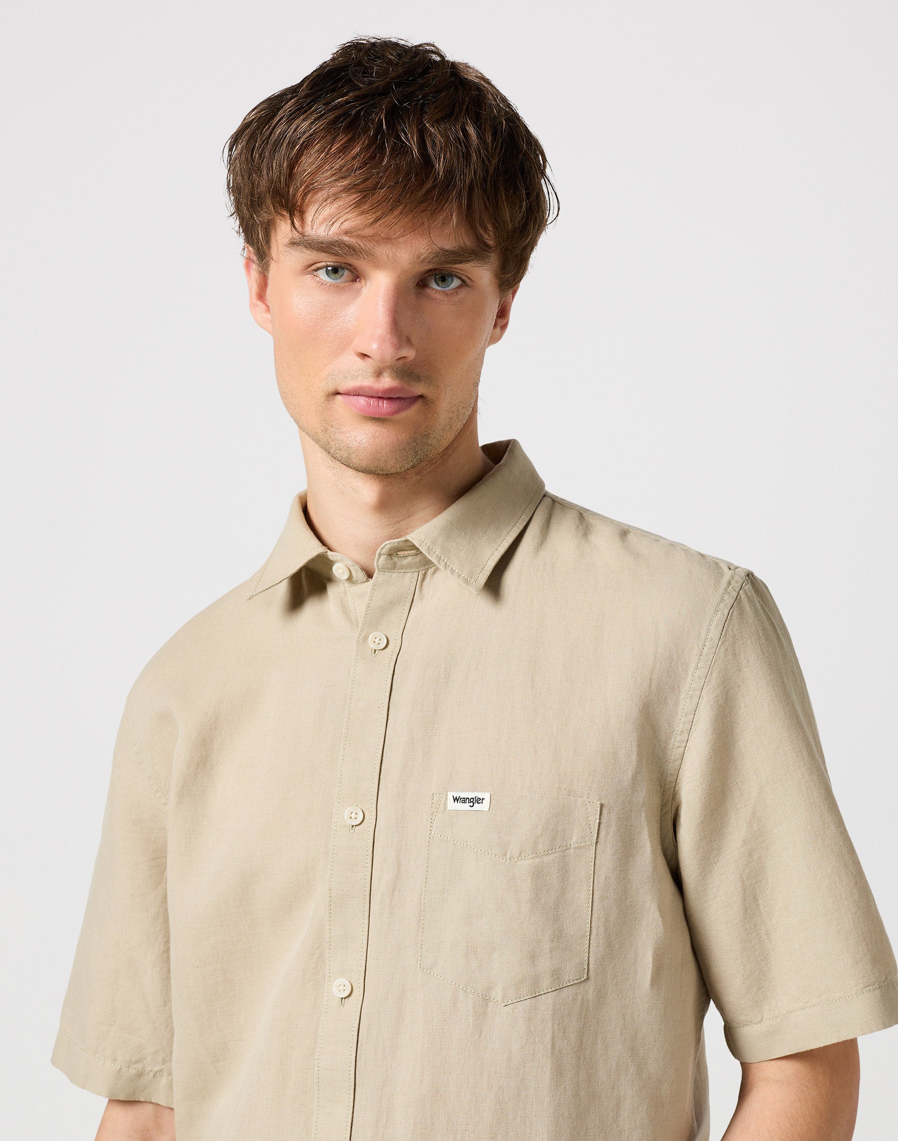 Chemise à une poche Plaza Taupe Chemises Wrangler   