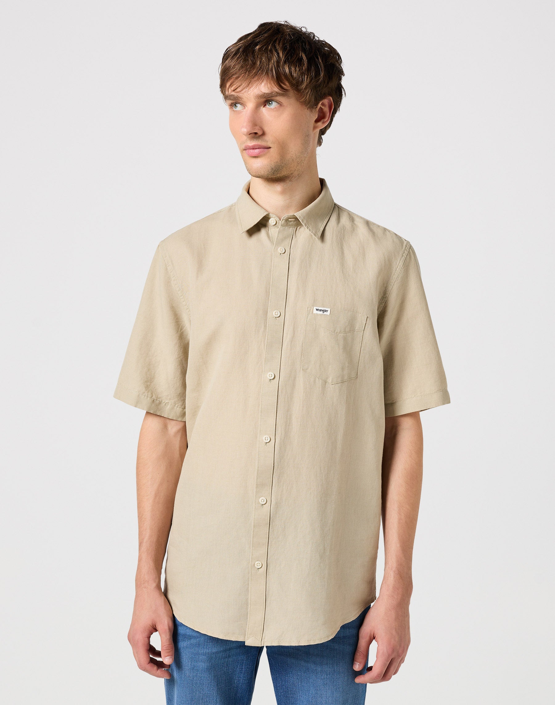 Chemise à une poche Plaza Taupe Chemises Wrangler   