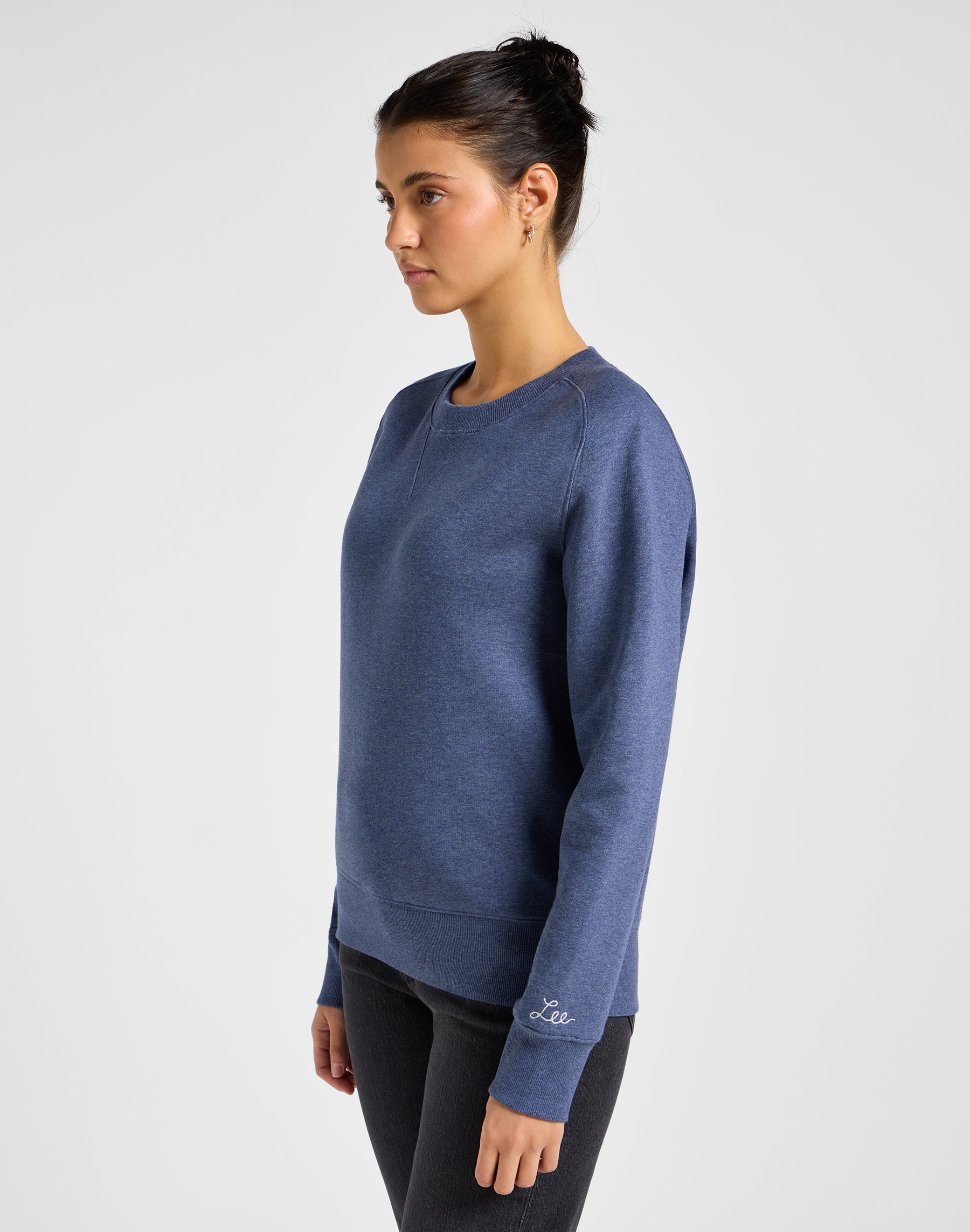 Sweat ras du cou Raglan en Mood Indigo Heather Pullover Lee   