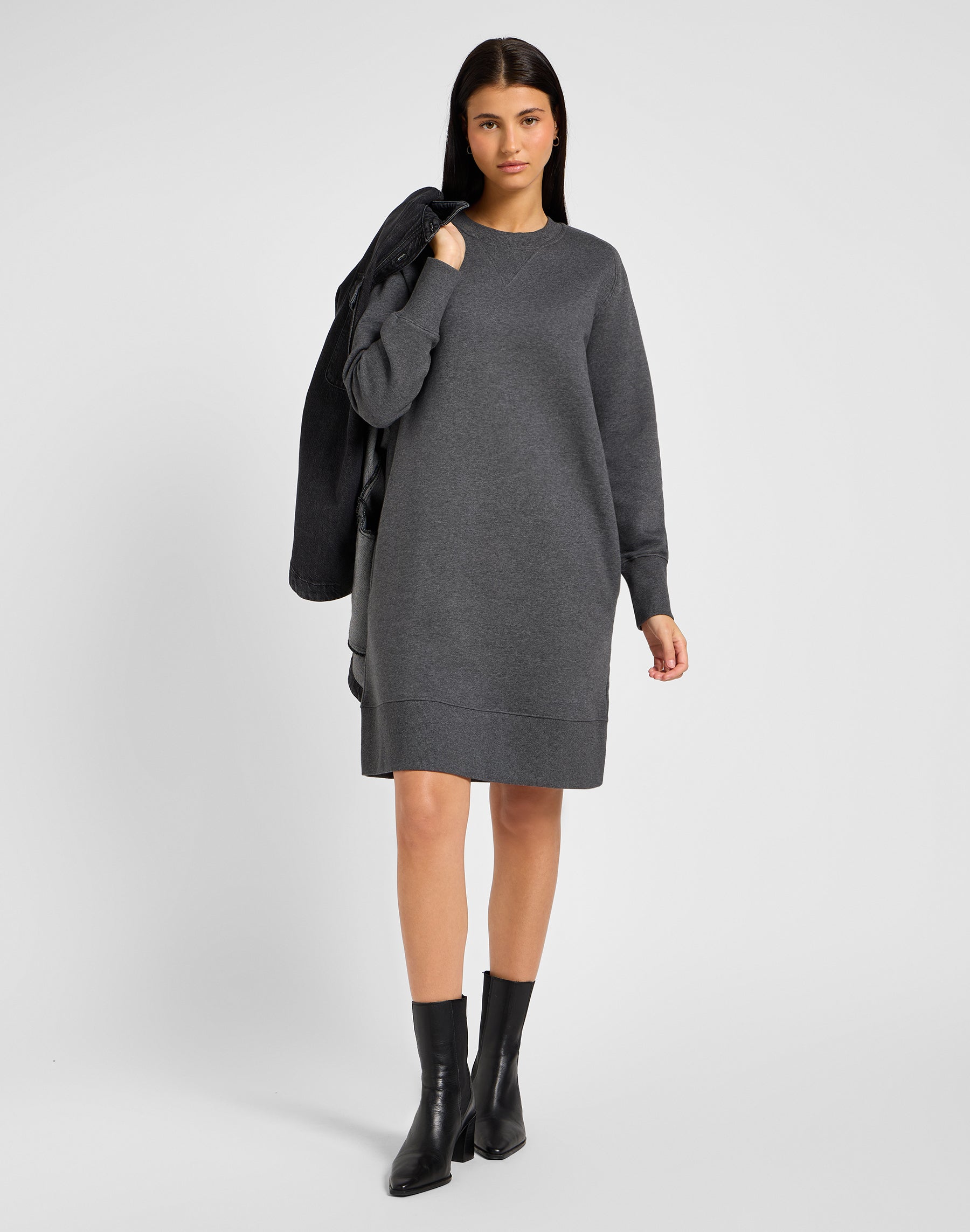 Robe raglan sweat dans les robes Charcoal Heather Lee   