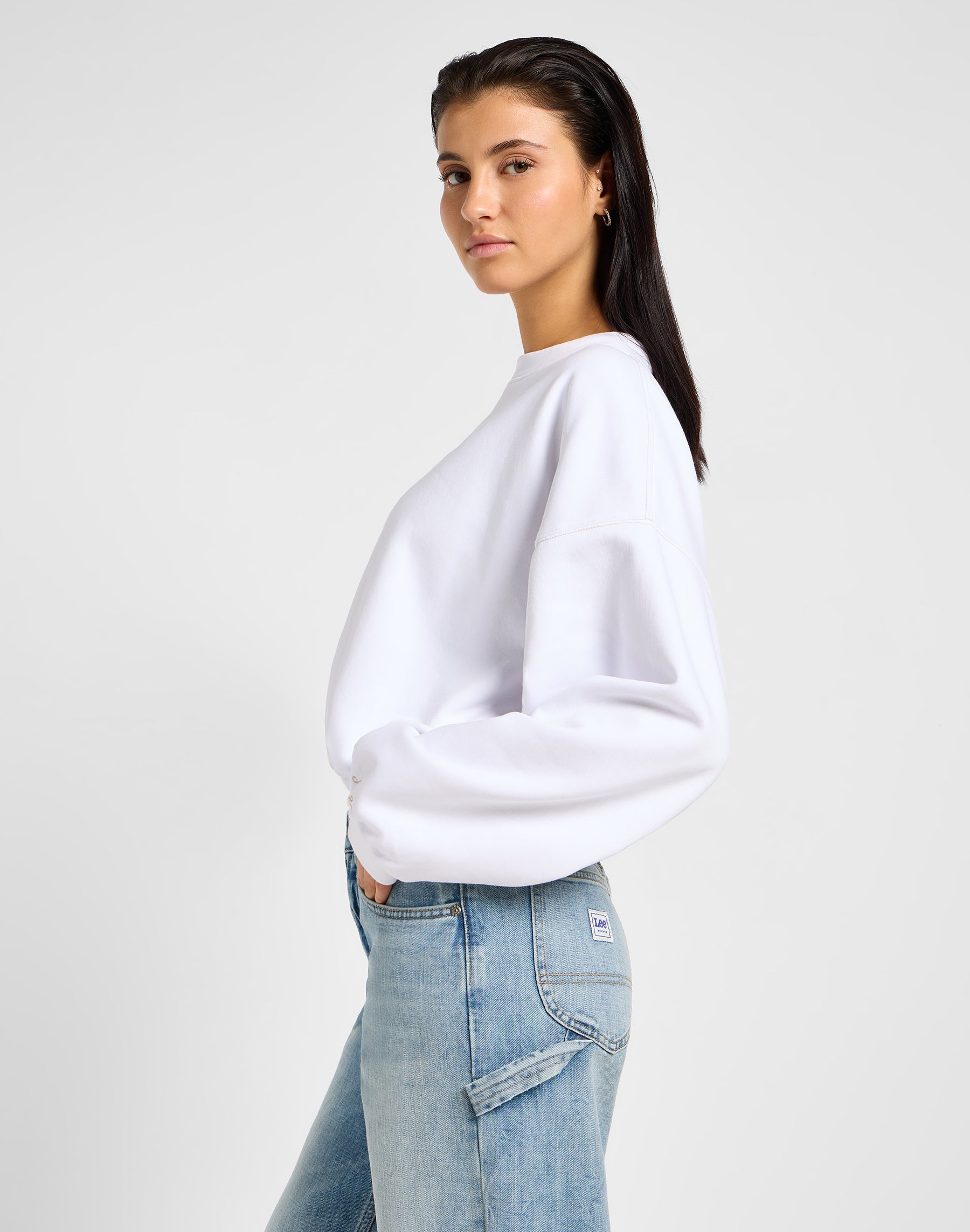 Sweatshirt à manches détail en blanc brillant Sweatshirts Lee   