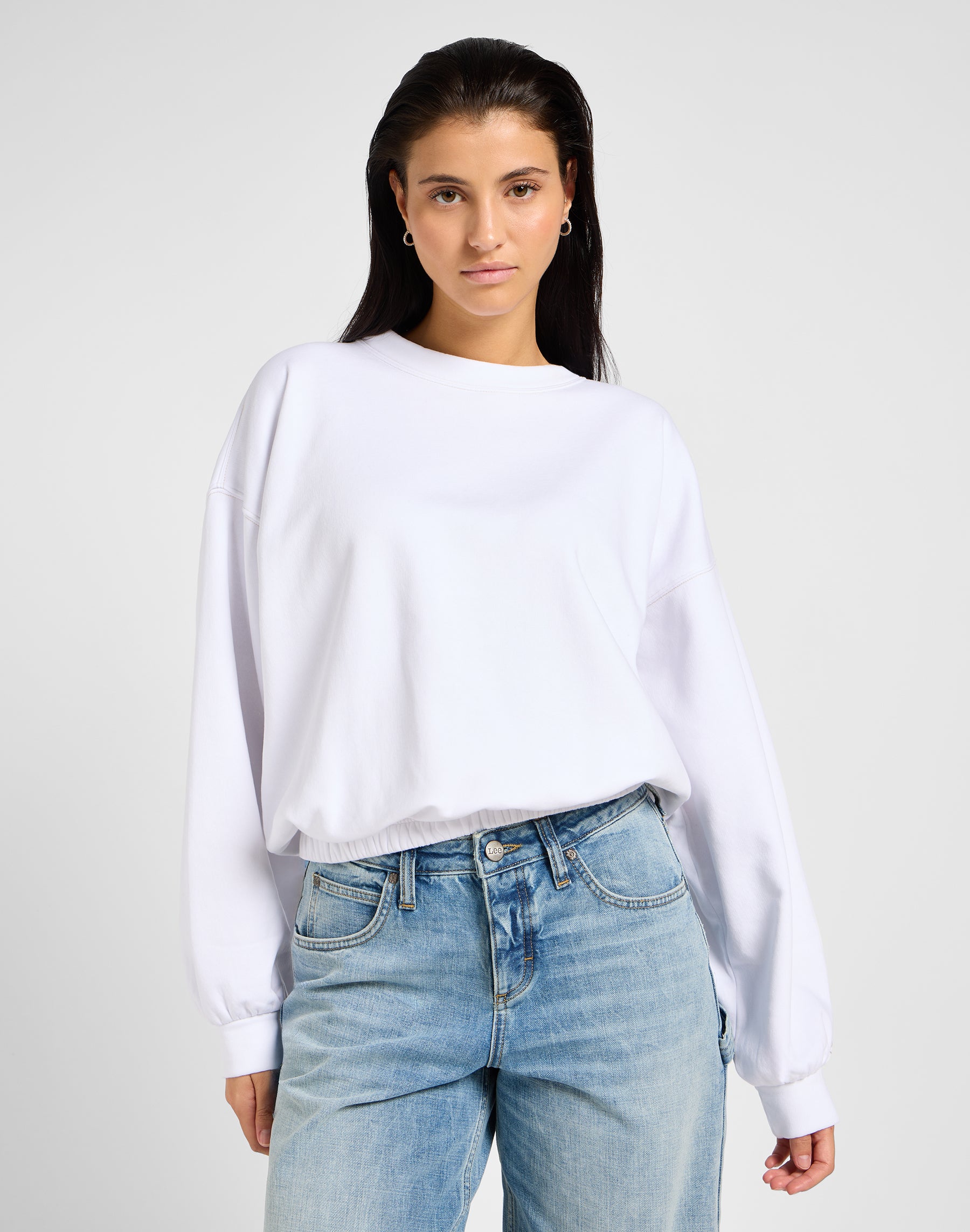 Sweatshirt à manches détail en blanc brillant Sweatshirts Lee   