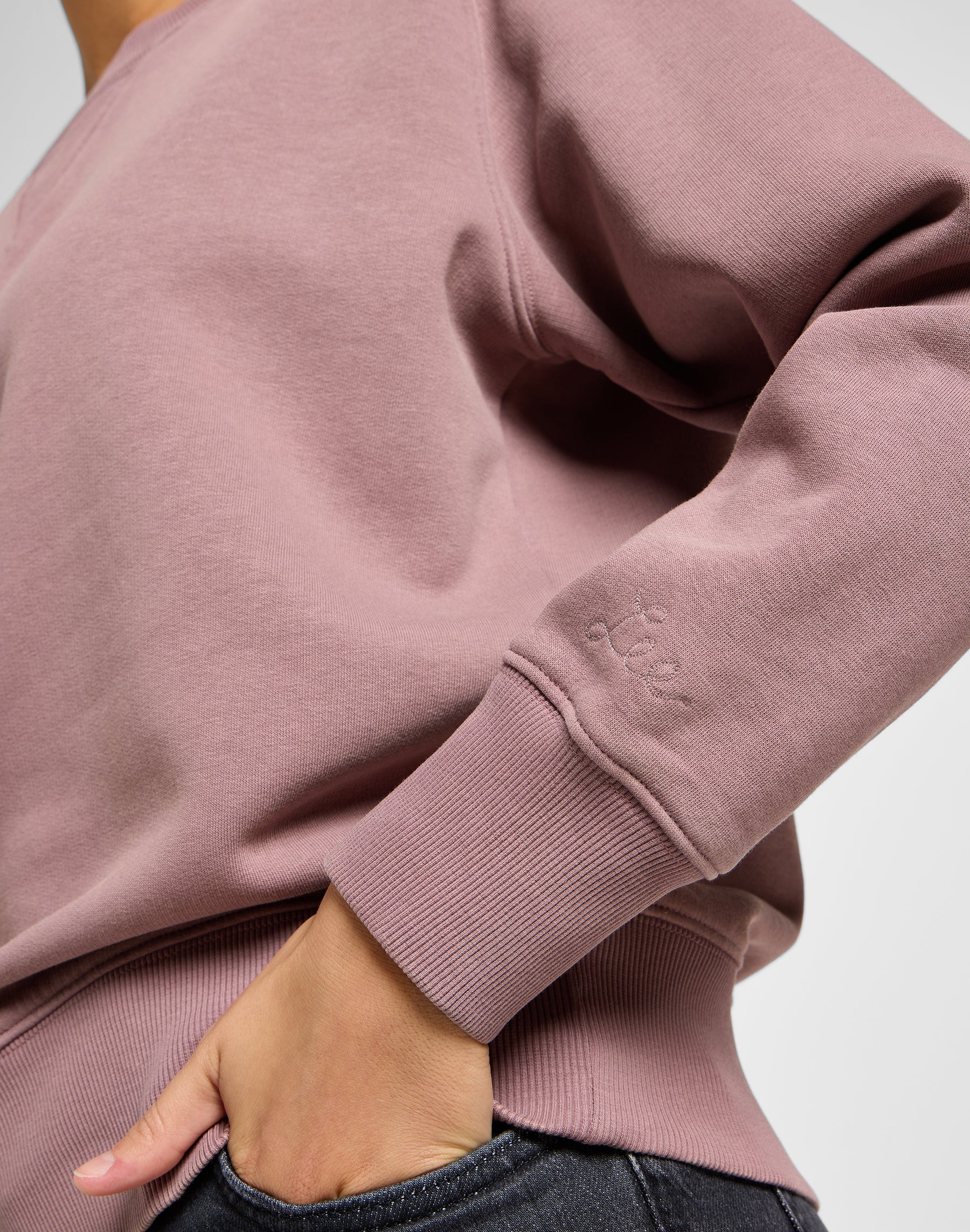 Raglan Crew Sweater in Dreamy Mauve Sweatshirts Lee   