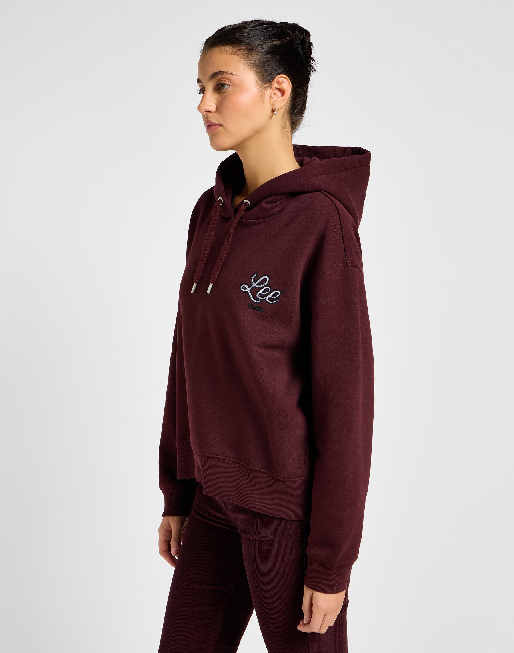 Sweat à capuche avec logo en velours Lee   