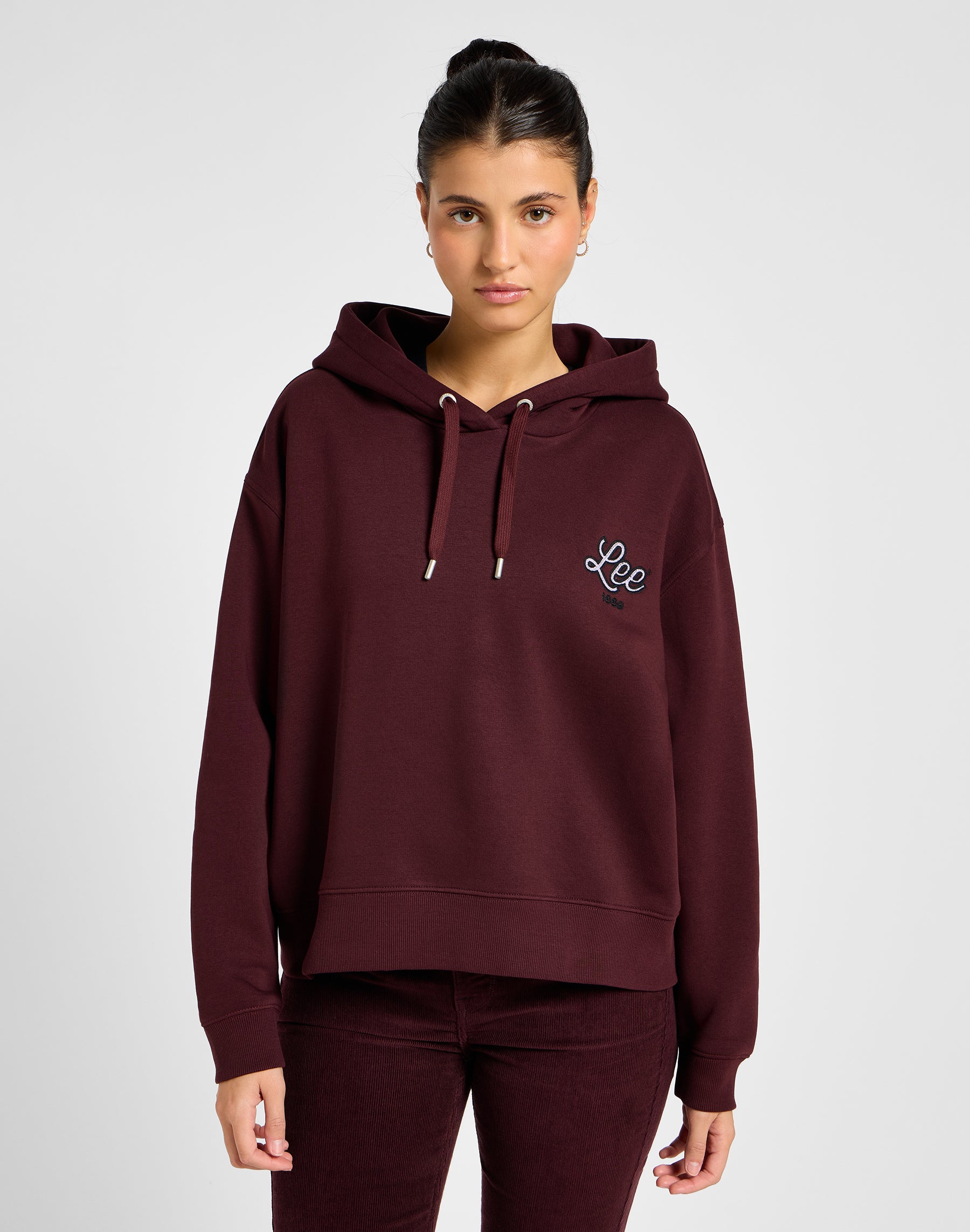 Sweat à capuche avec logo en velours Lee   