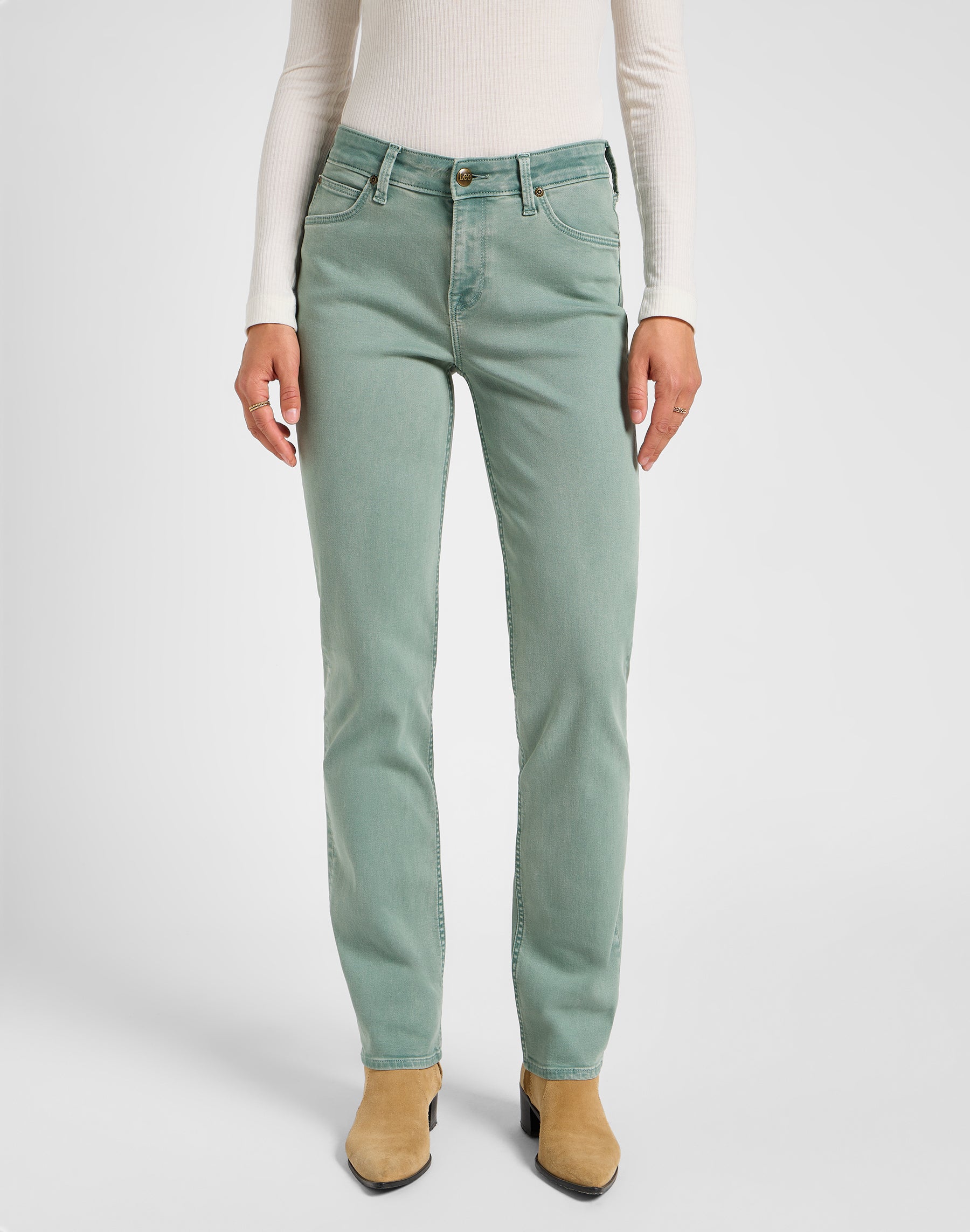 Pantalon Marion Straight in Muted Sage Lee   