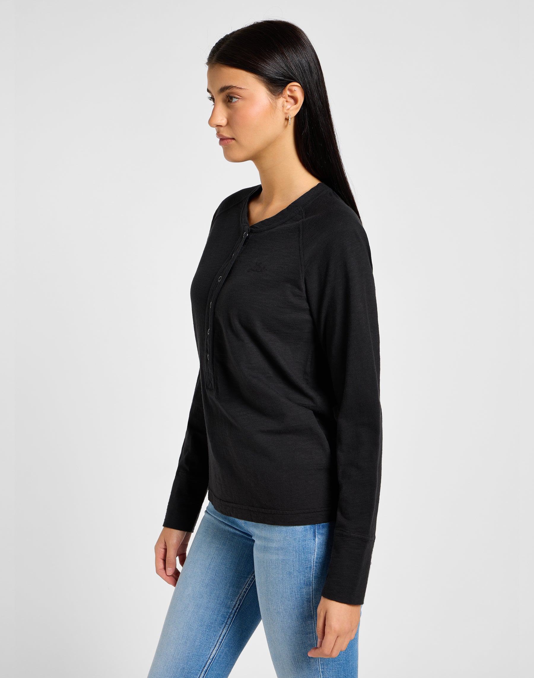 T-shirts manches longues Raglan Henley in Unionall Black T-shirts Lee   