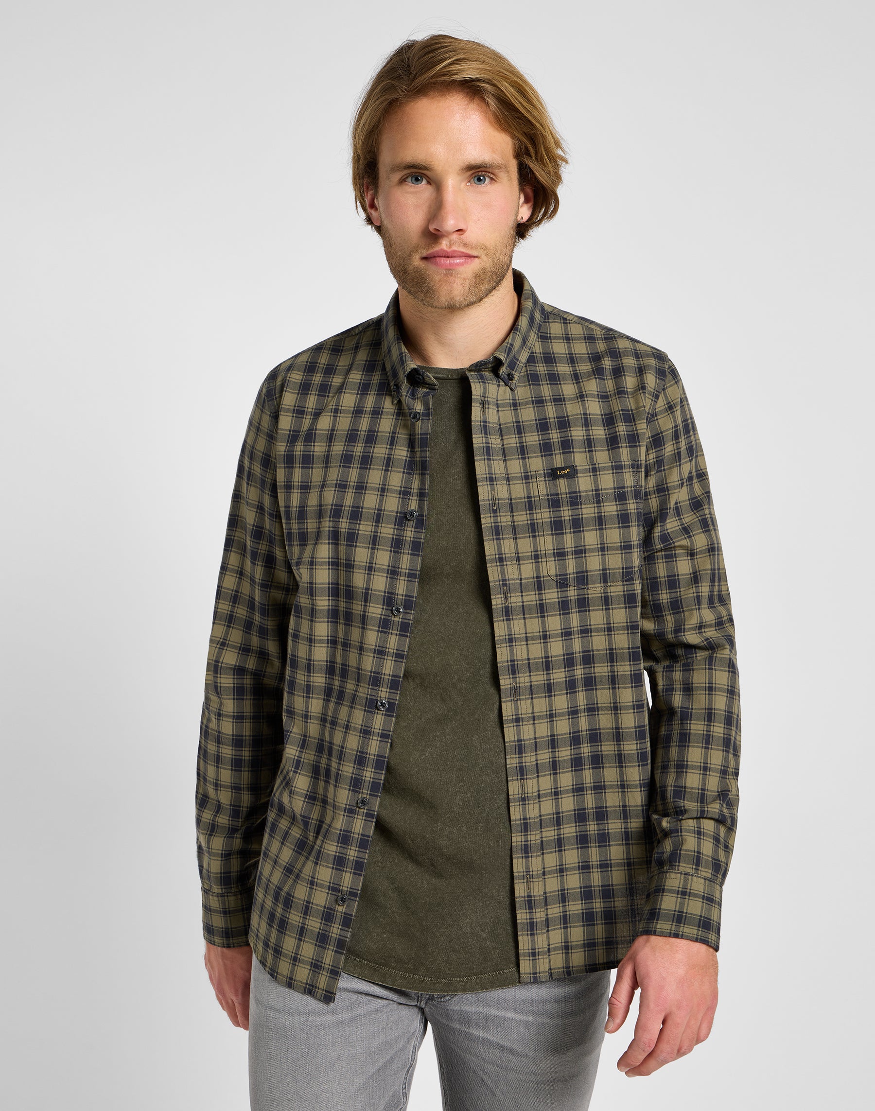 Lee Button Down in Green Chemises Lee   