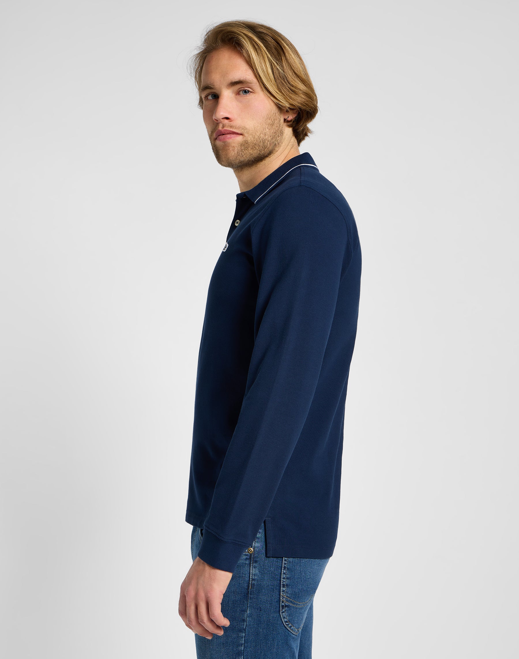 Manches longues Pique Polo en Mood Indigo Polos Lee   