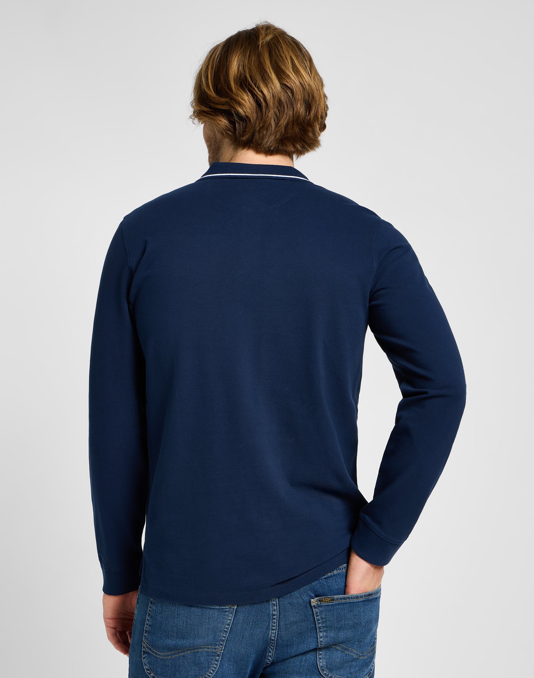 Manches longues Pique Polo en Mood Indigo Polos Lee   