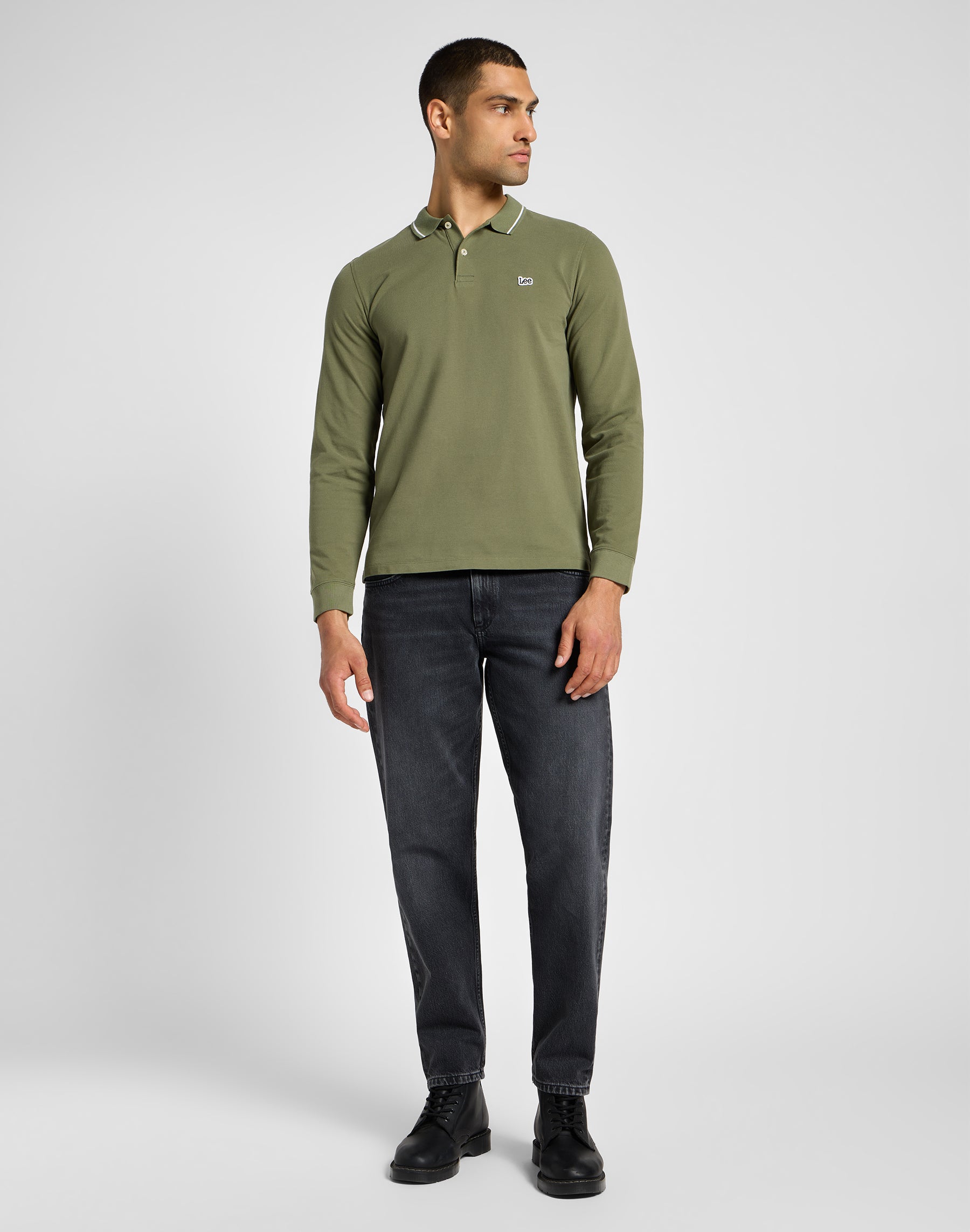 Manches longues Pique Polo in Mercantile Green Polos Lee   