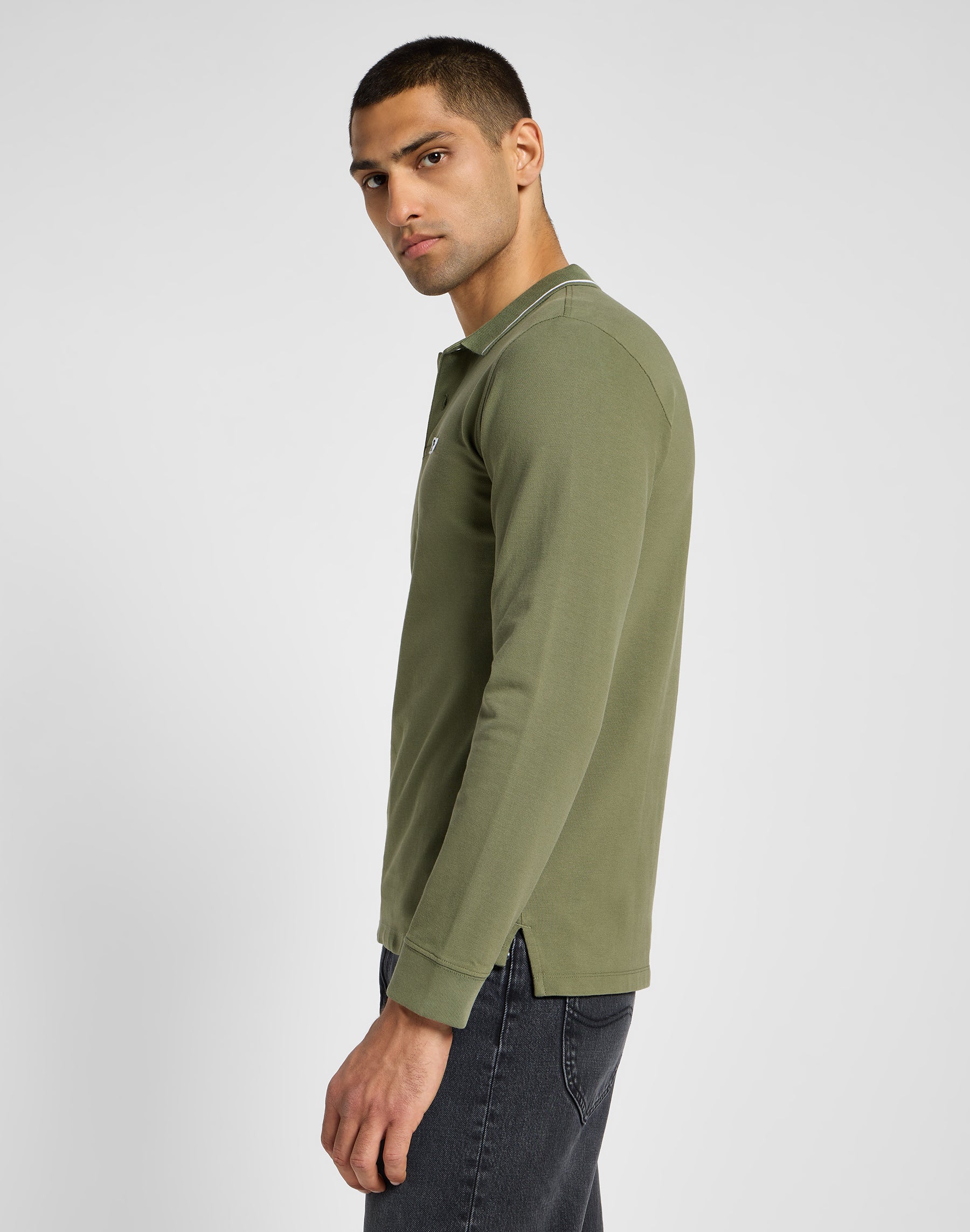 Manches longues Pique Polo in Mercantile Green Polos Lee   