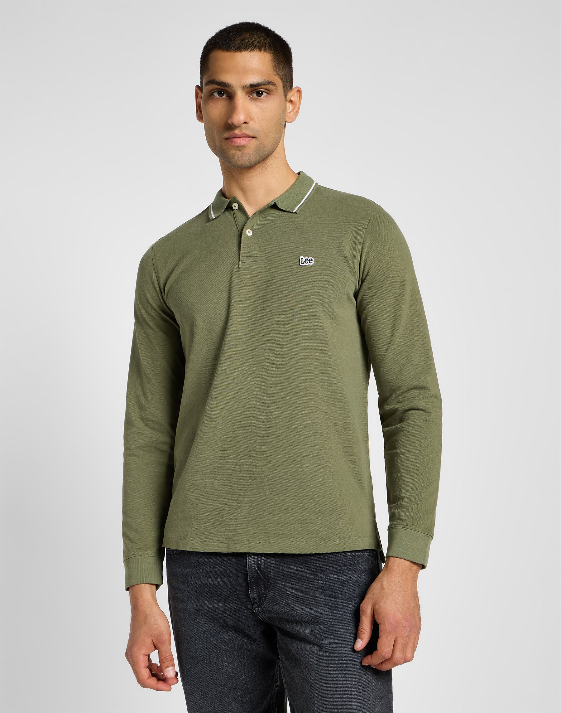 Manches longues Pique Polo in Mercantile Green Polos Lee   