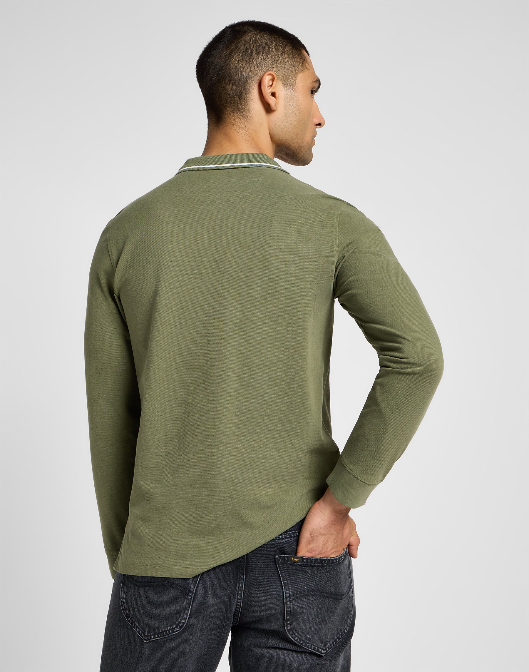 Manches longues Pique Polo in Mercantile Green Polos Lee   