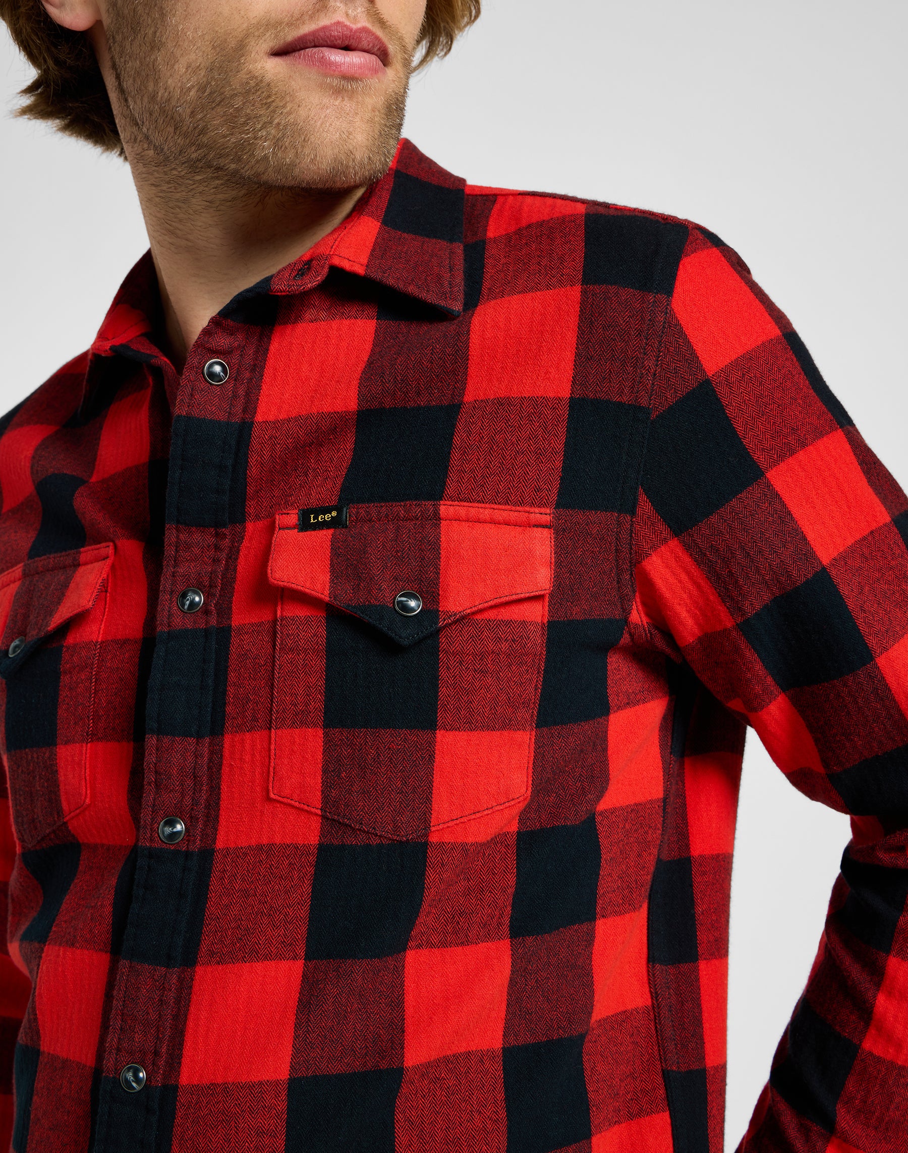 Clean Western Shirt in True Red Chemises Lee   