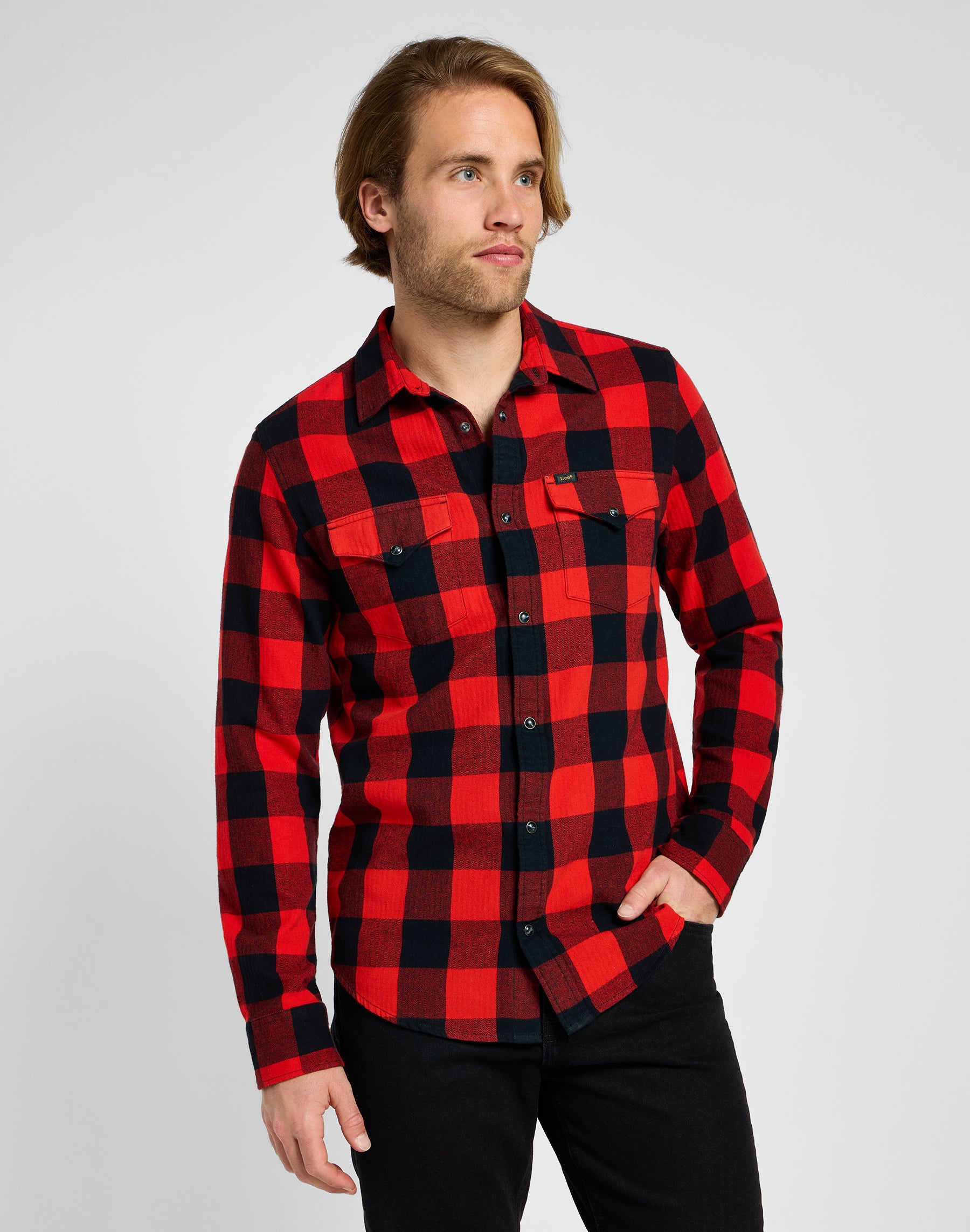 Clean Western Shirt in True Red Chemises Lee   