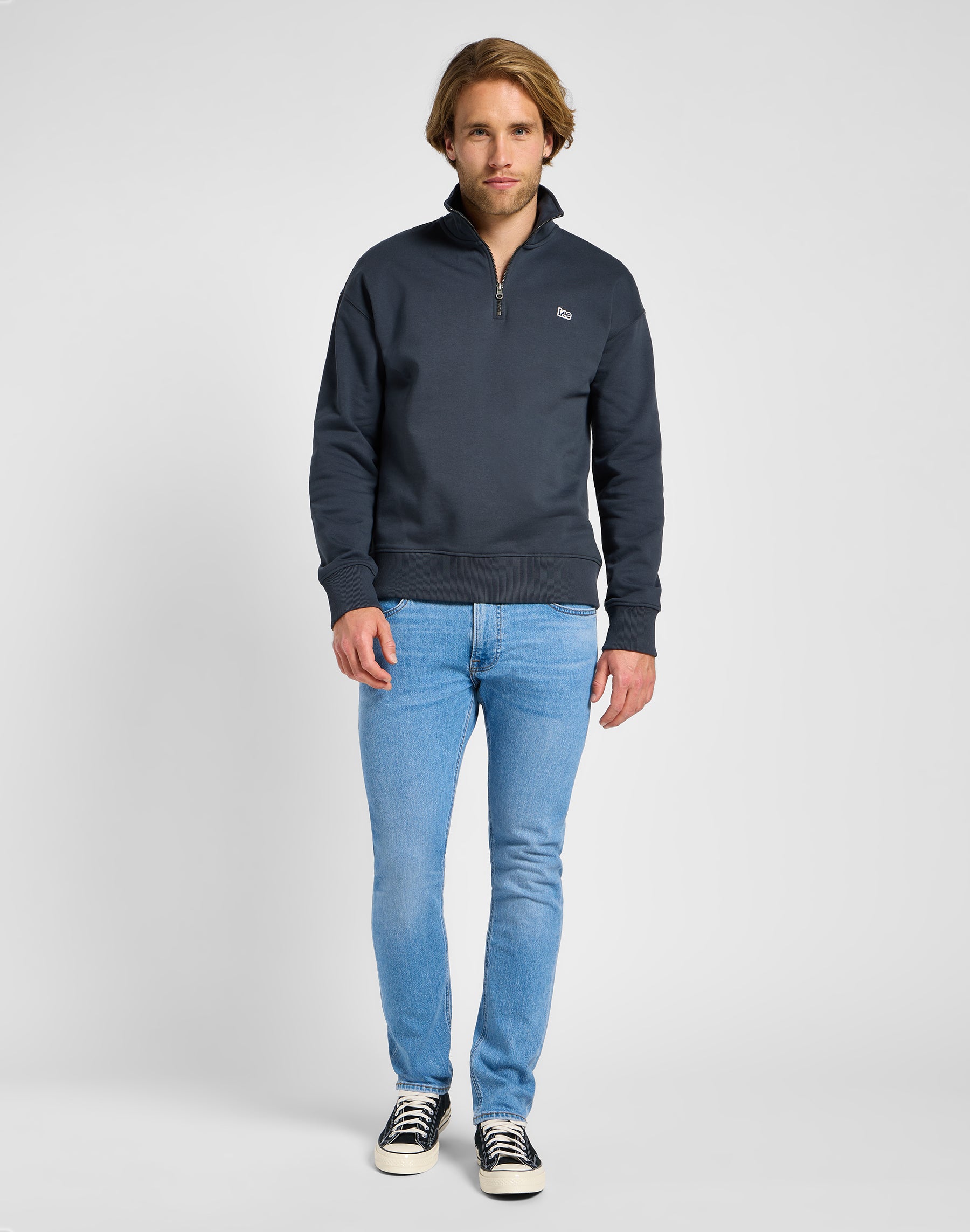 Sweat-shirt mi-zip en gris foncé Muted Sweatshirts Lee   