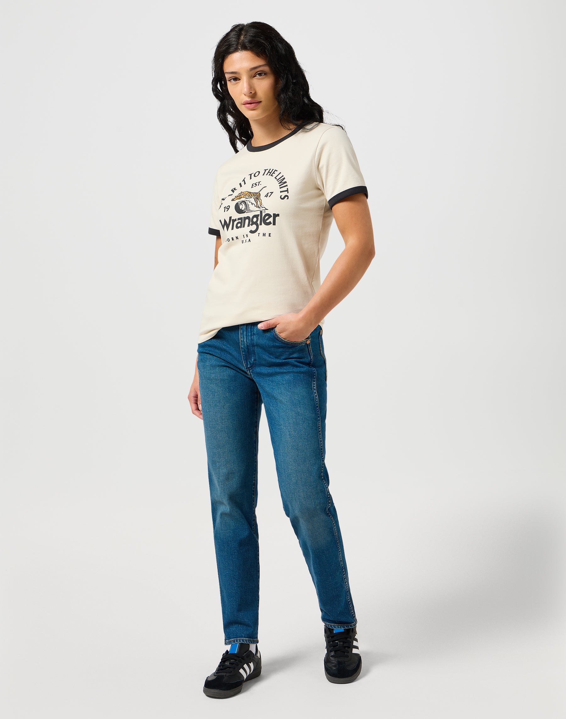 Tee Ringer en blanc vintage T-shirts Wrangler   