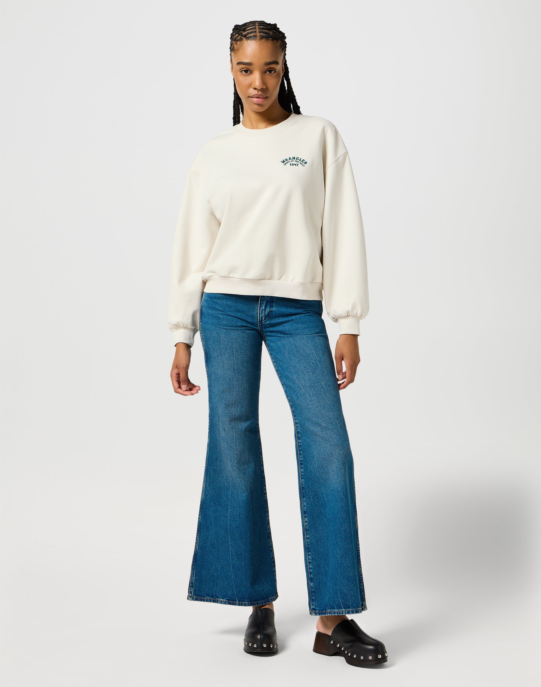 Sweat oversized en blanc vintage Pull Wrangler   