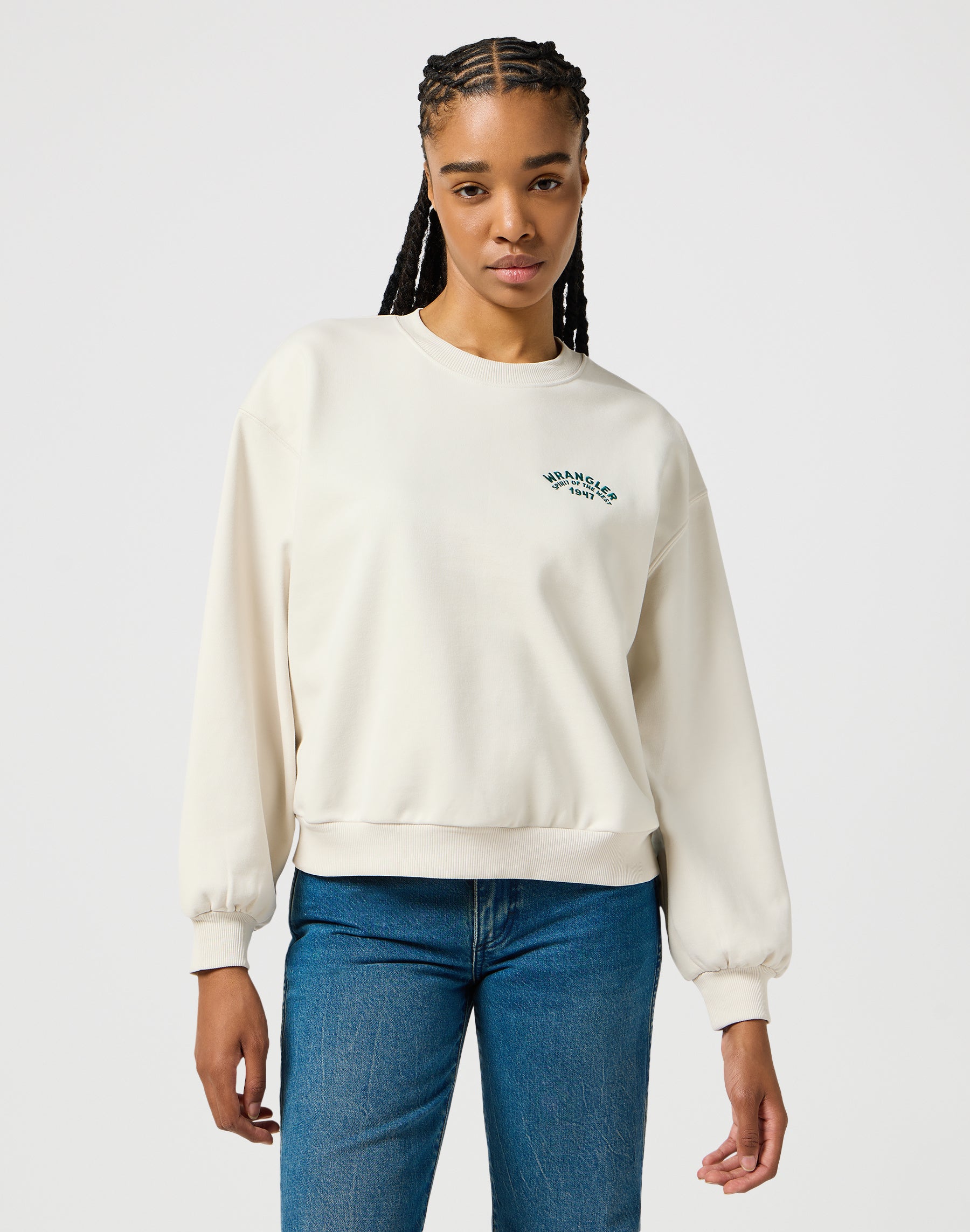 Sweat oversized en blanc vintage Pull Wrangler   