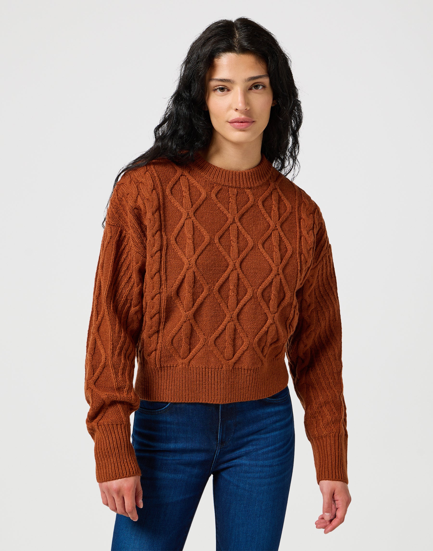 Cable Knit Sweater in Gingerbread Pullover Wrangler   