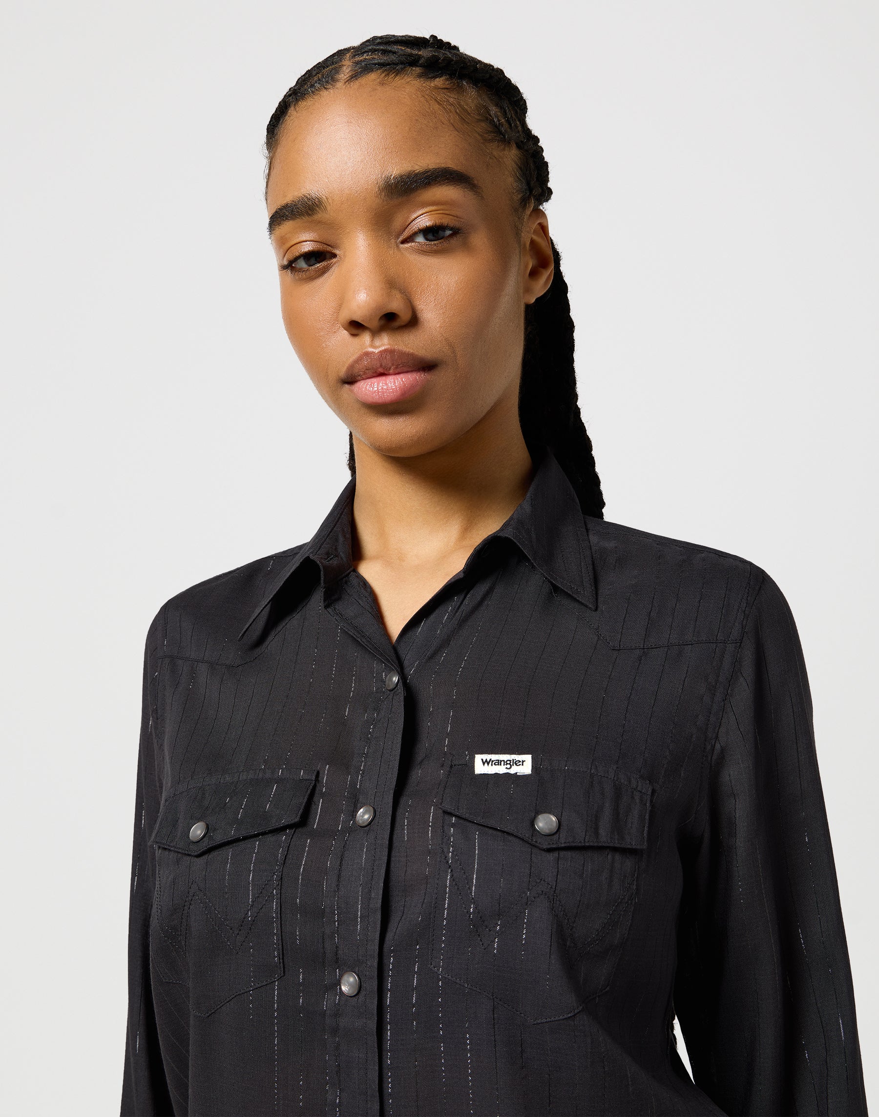 Slim Western Shirt in Black Chemises Wrangler   