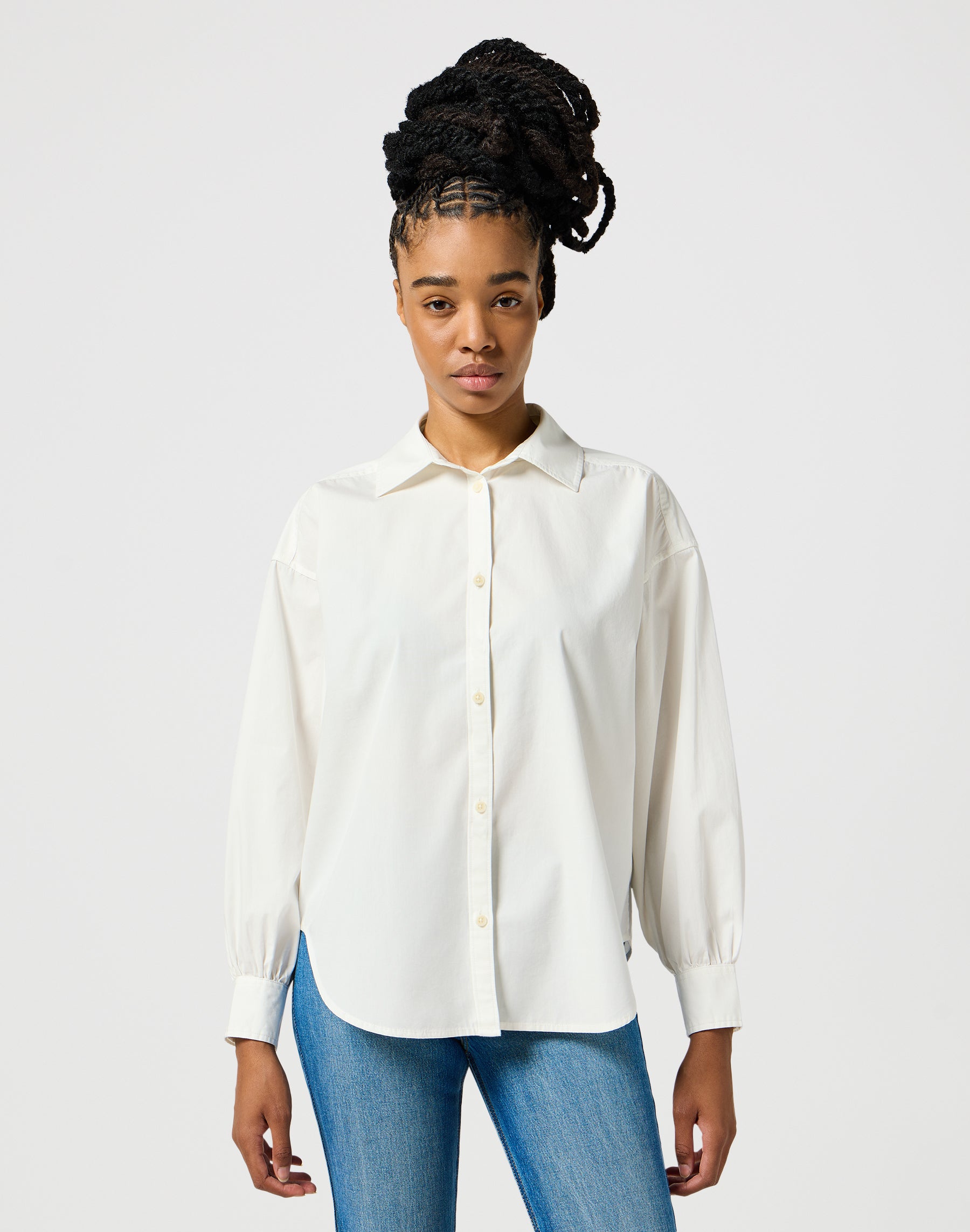 Cool Girl Shirt in Worn White Chemises Wrangler