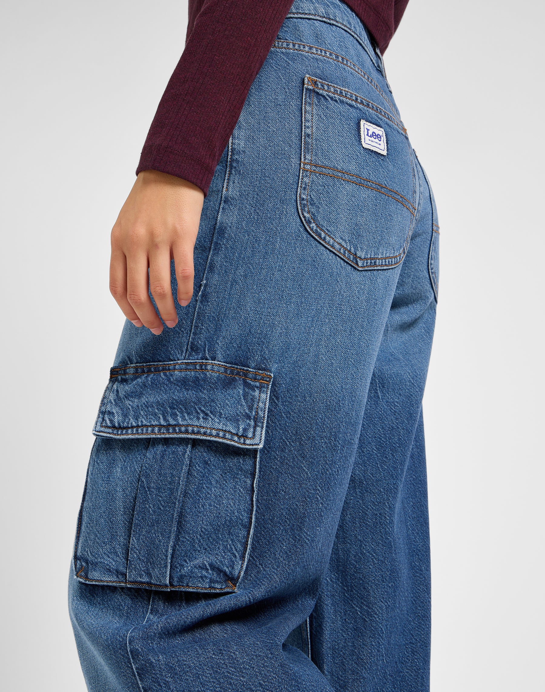 Slouch Cargo en jeans Indigo Sheen Lee   